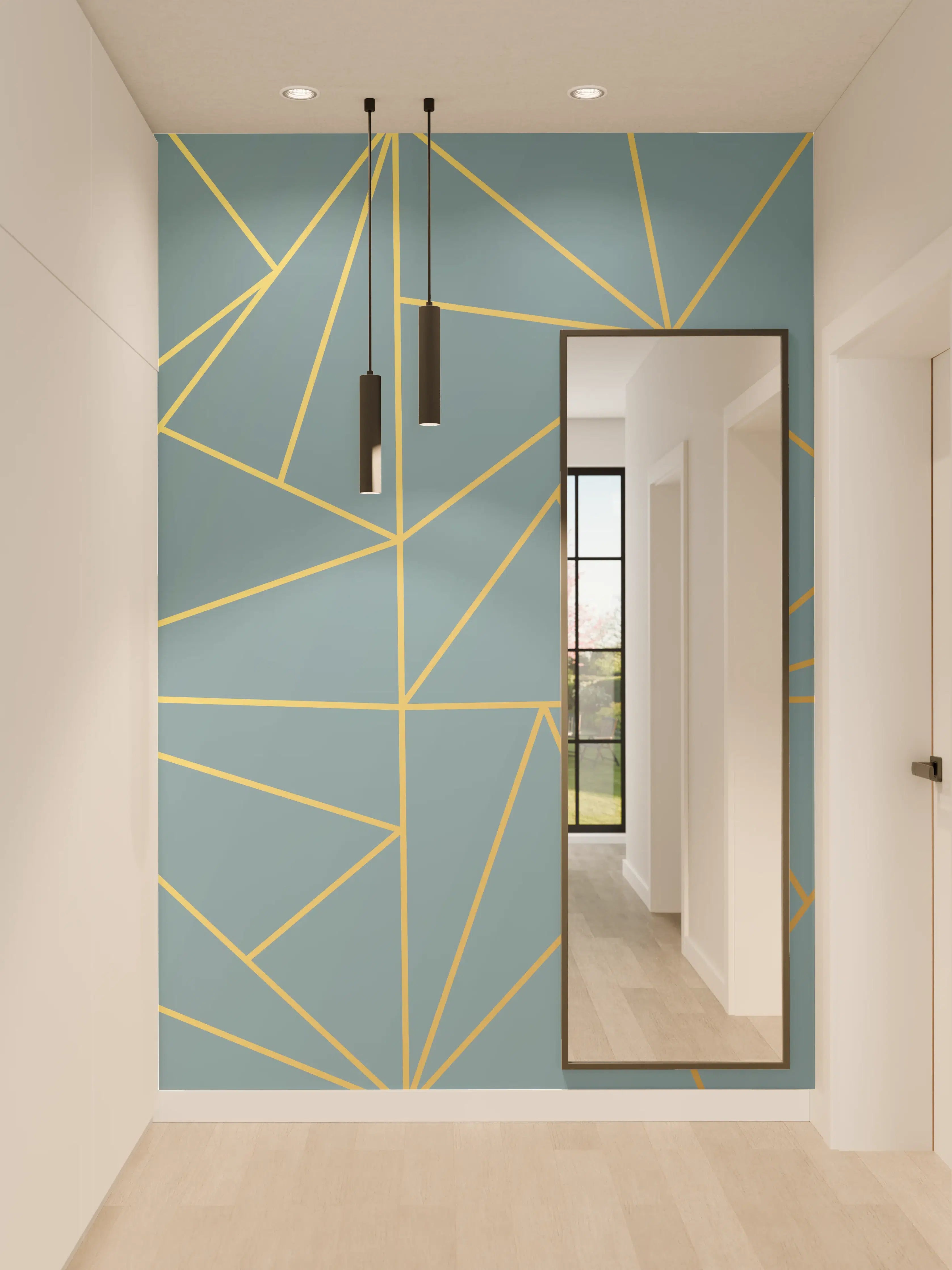 Wandverkleidung Flur - GoldLine Geometrische Kunst