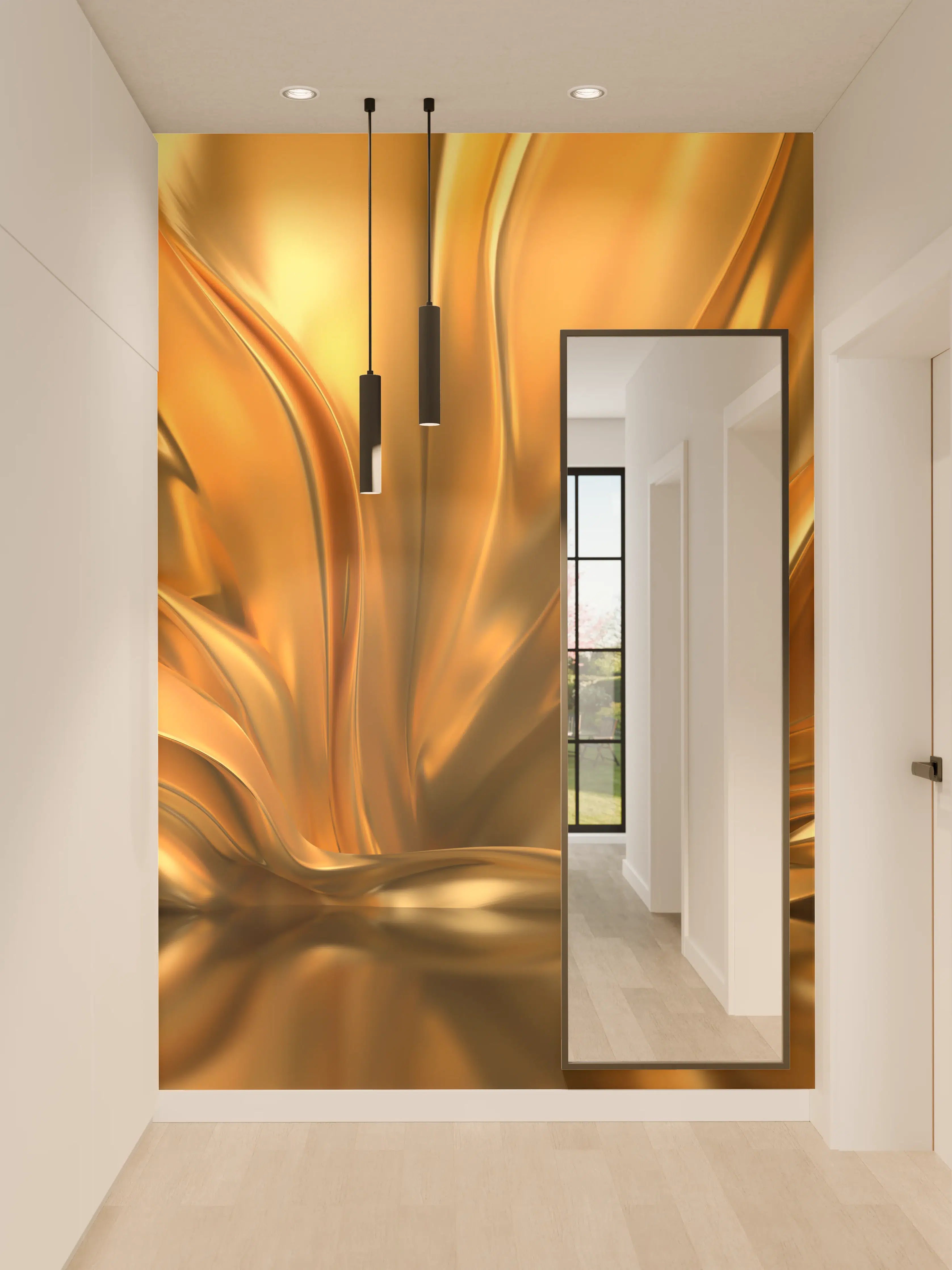 Wandverkleidung Flur - Goldene Aluminium-Textur