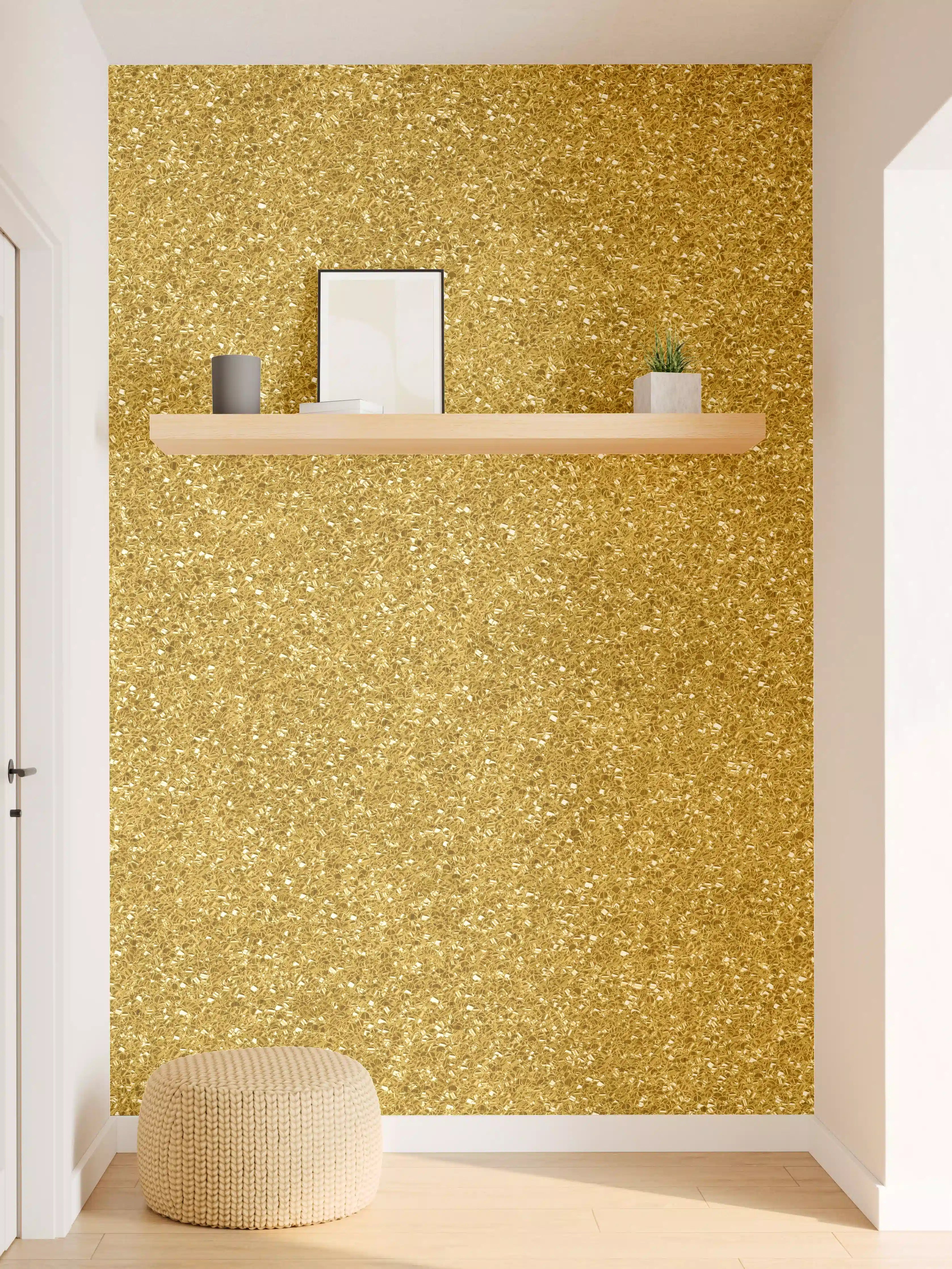 Wandverkleidung Flur - Goldene Glitzer-Optik für dein Zuhause