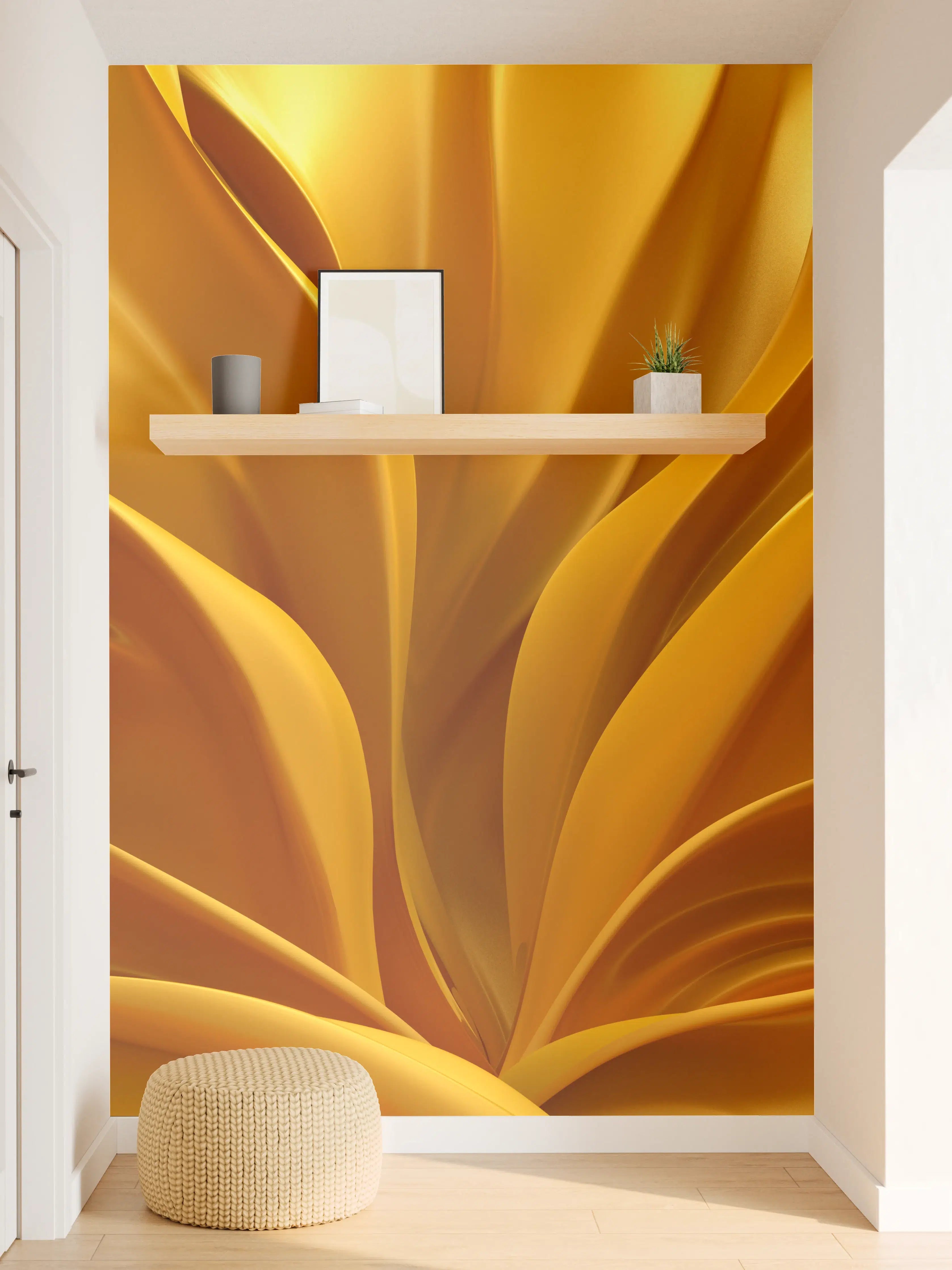 Wandverkleidung Flur - Goldene Goldblumen – Elegante Deko