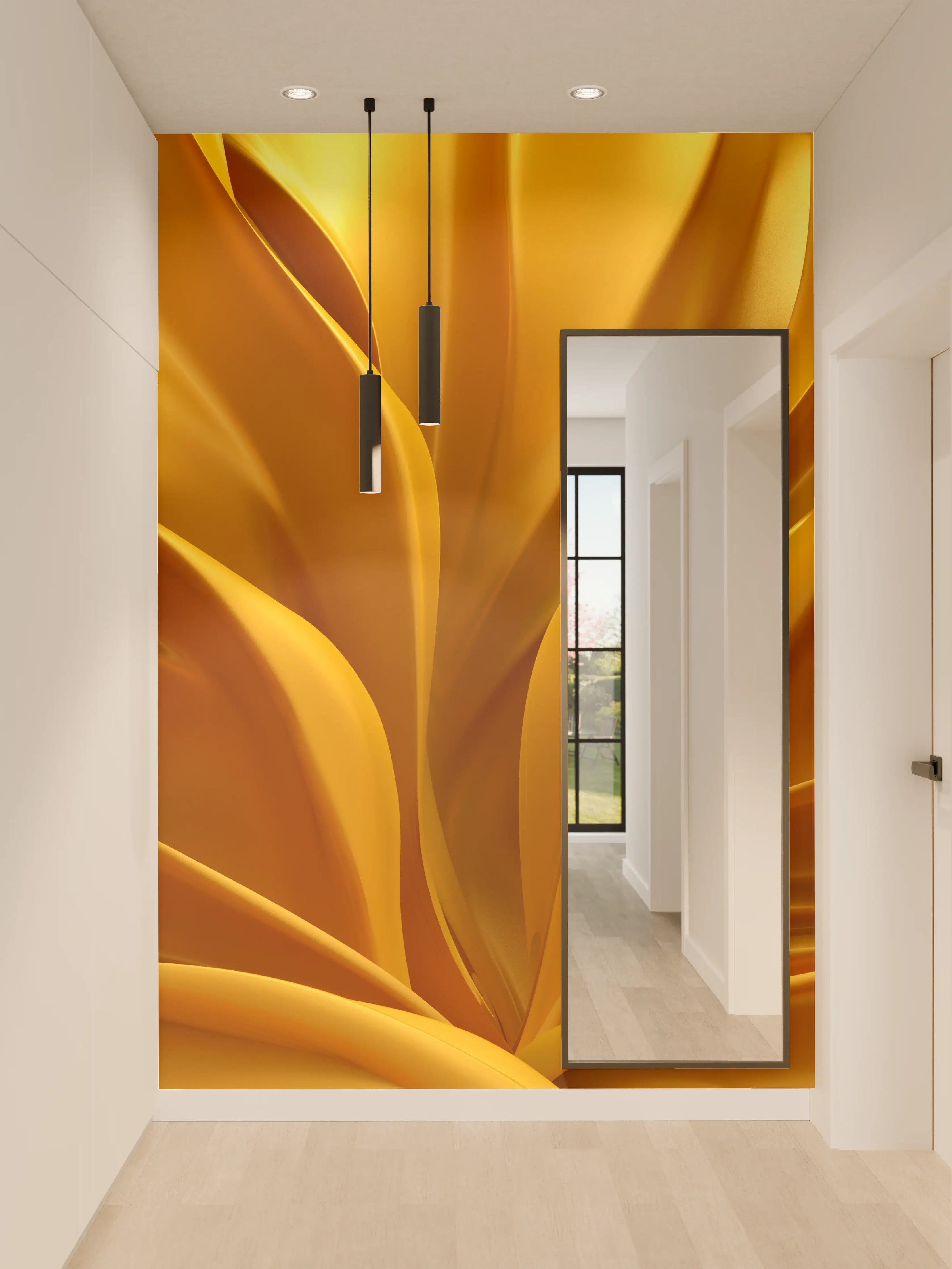 Wandverkleidung Flur - Goldene Goldblumen – Elegante Deko