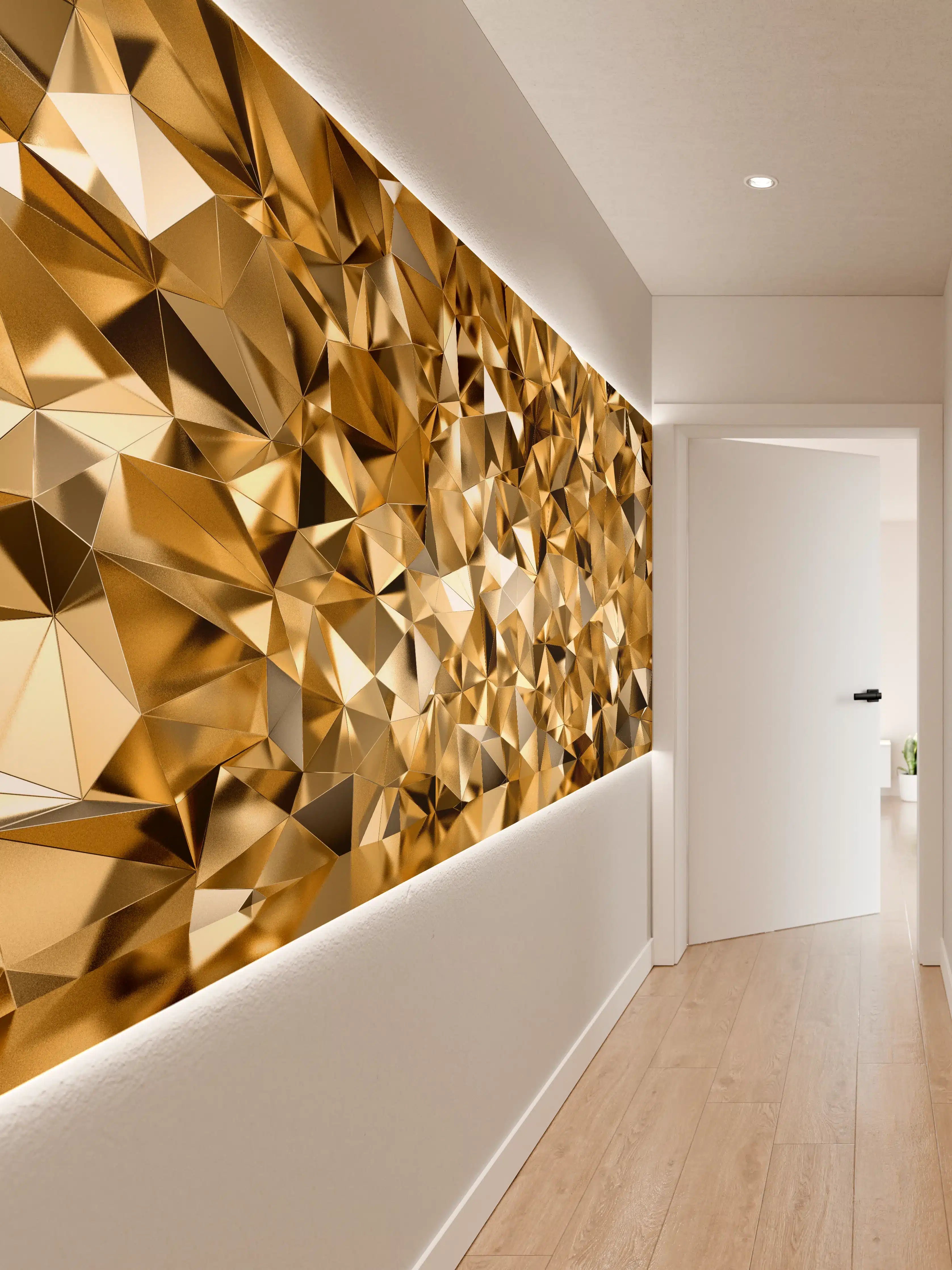 Wandverkleidung Flur - Goldene Kristall-Optik für stilvolle Wohnräume