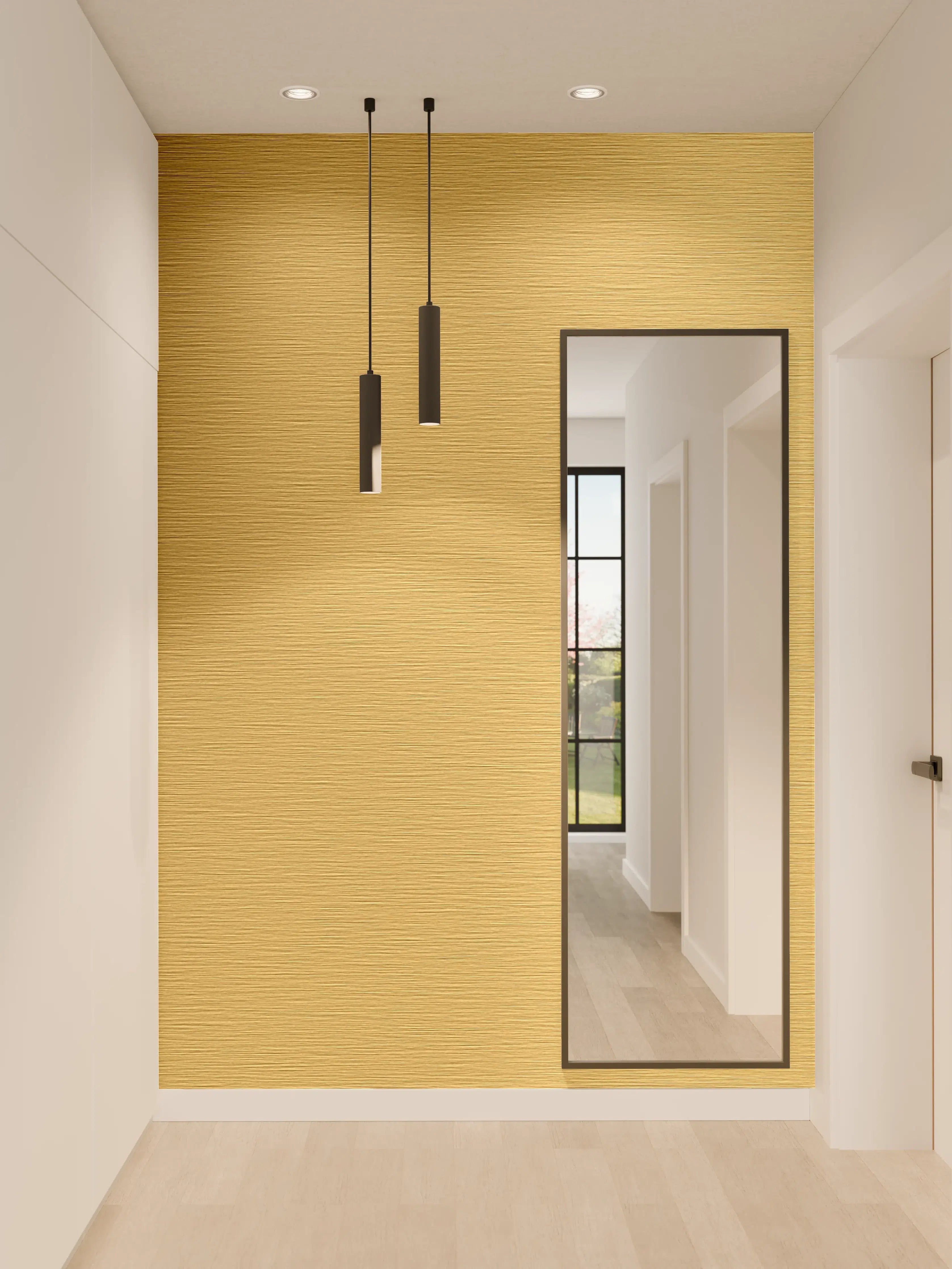 Wandverkleidung Flur - Goldene Metall- und Grautöne in Weiß
