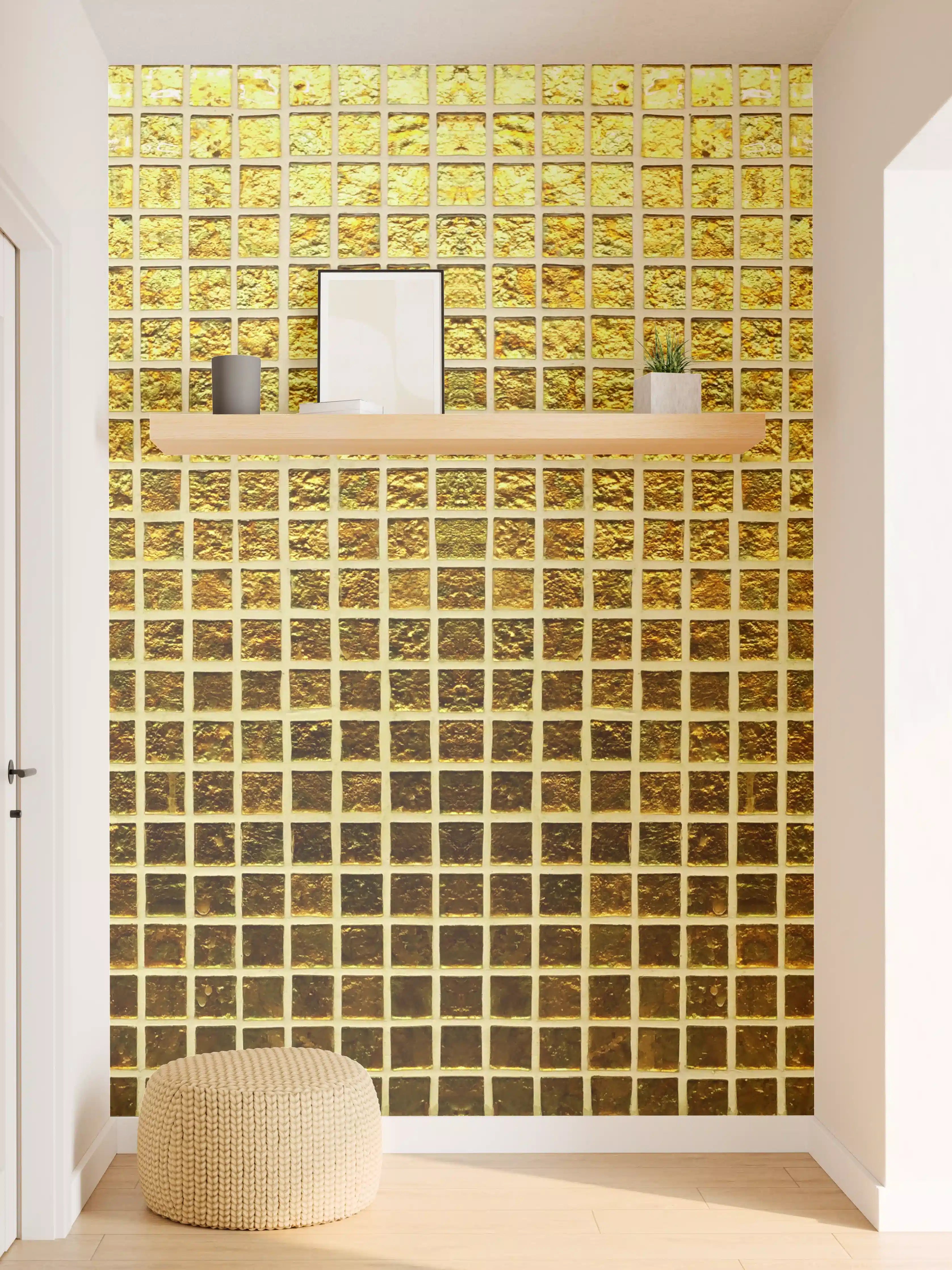 Wandverkleidung Flur - Goldene Mosaikfliese mit Glanzeffekt