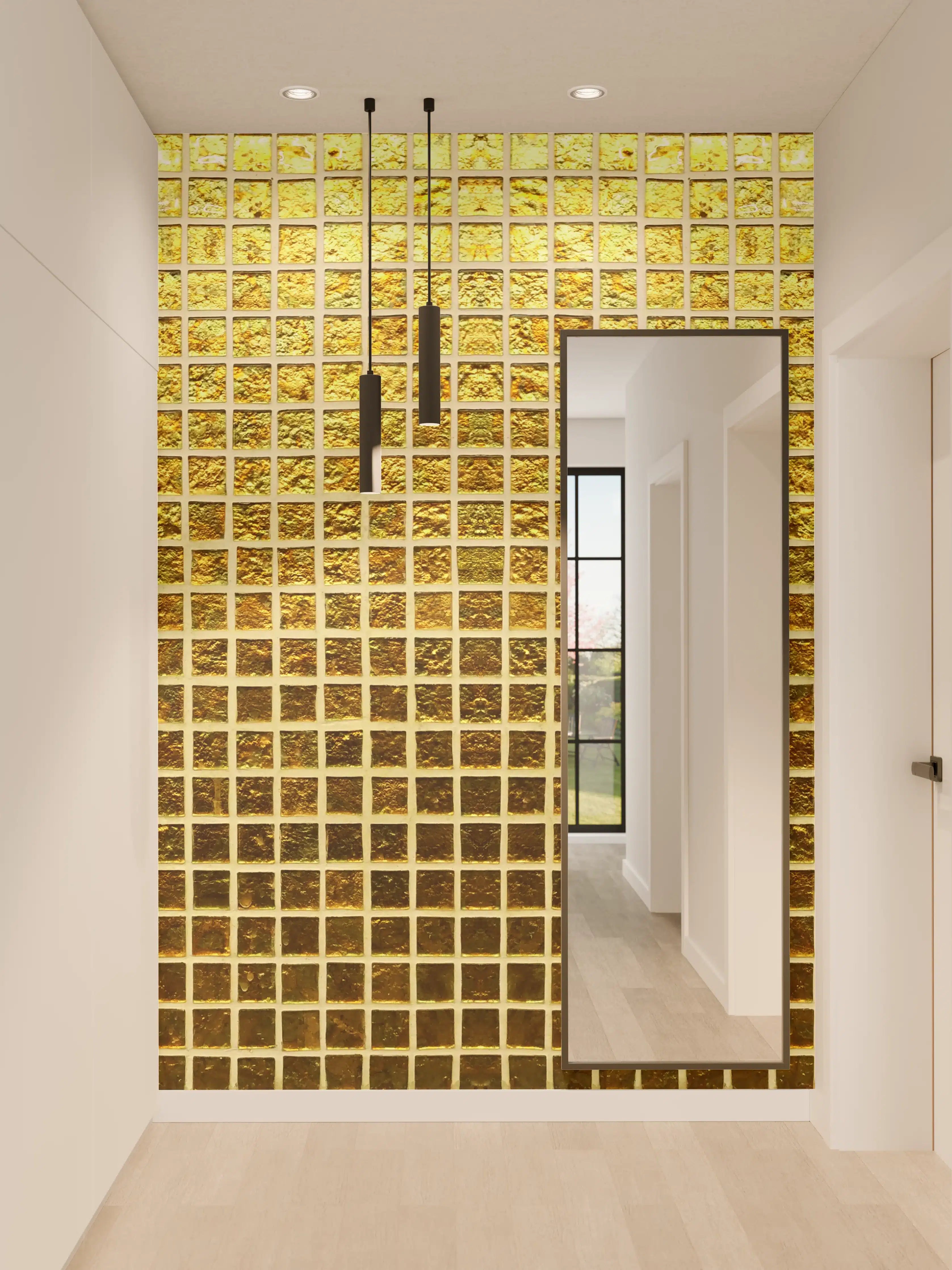 Wandverkleidung Flur - Goldene Mosaikfliese mit Glanzeffekt