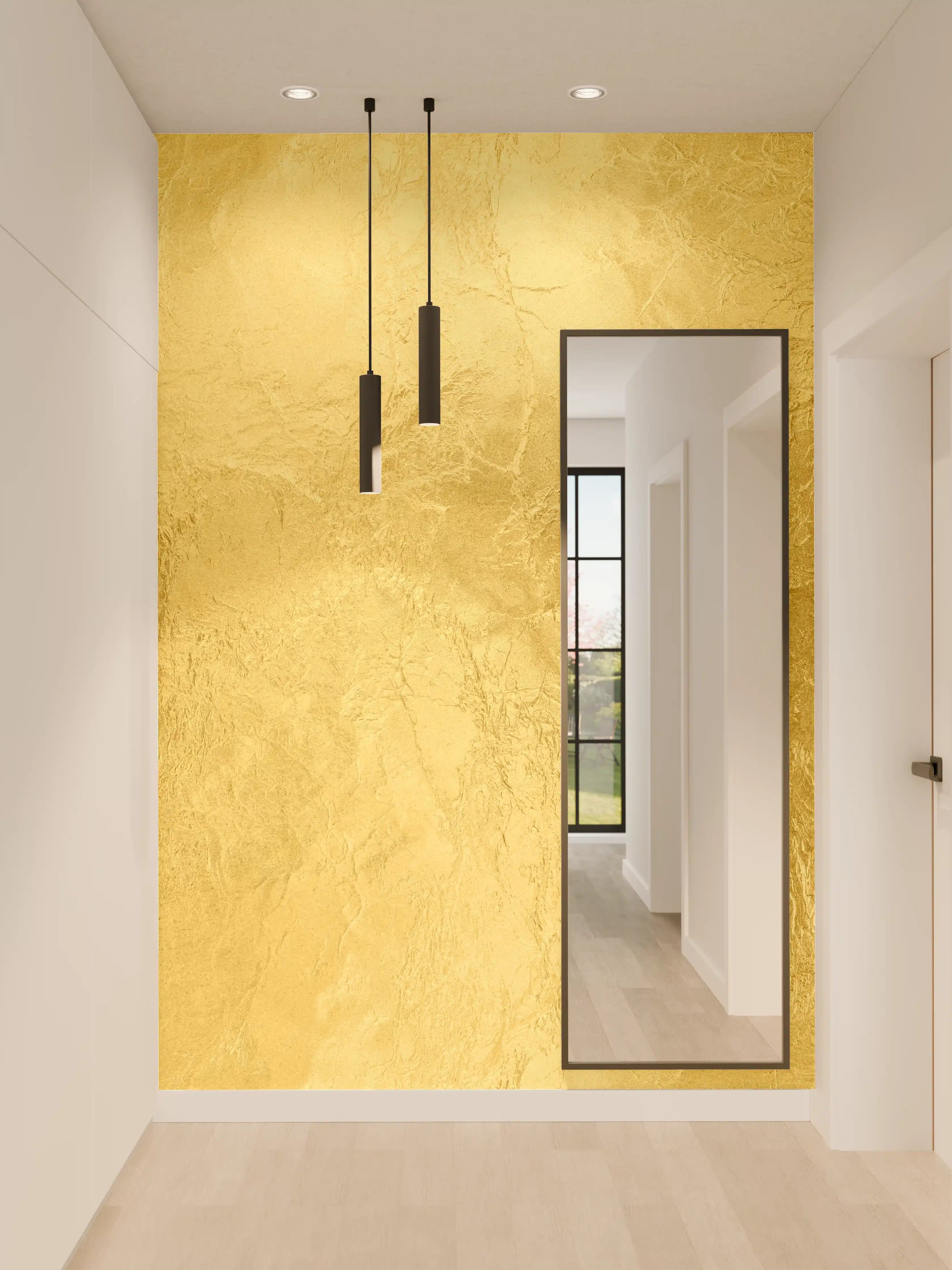Wandverkleidung Flur - Goldene Oberflächen mit Textur