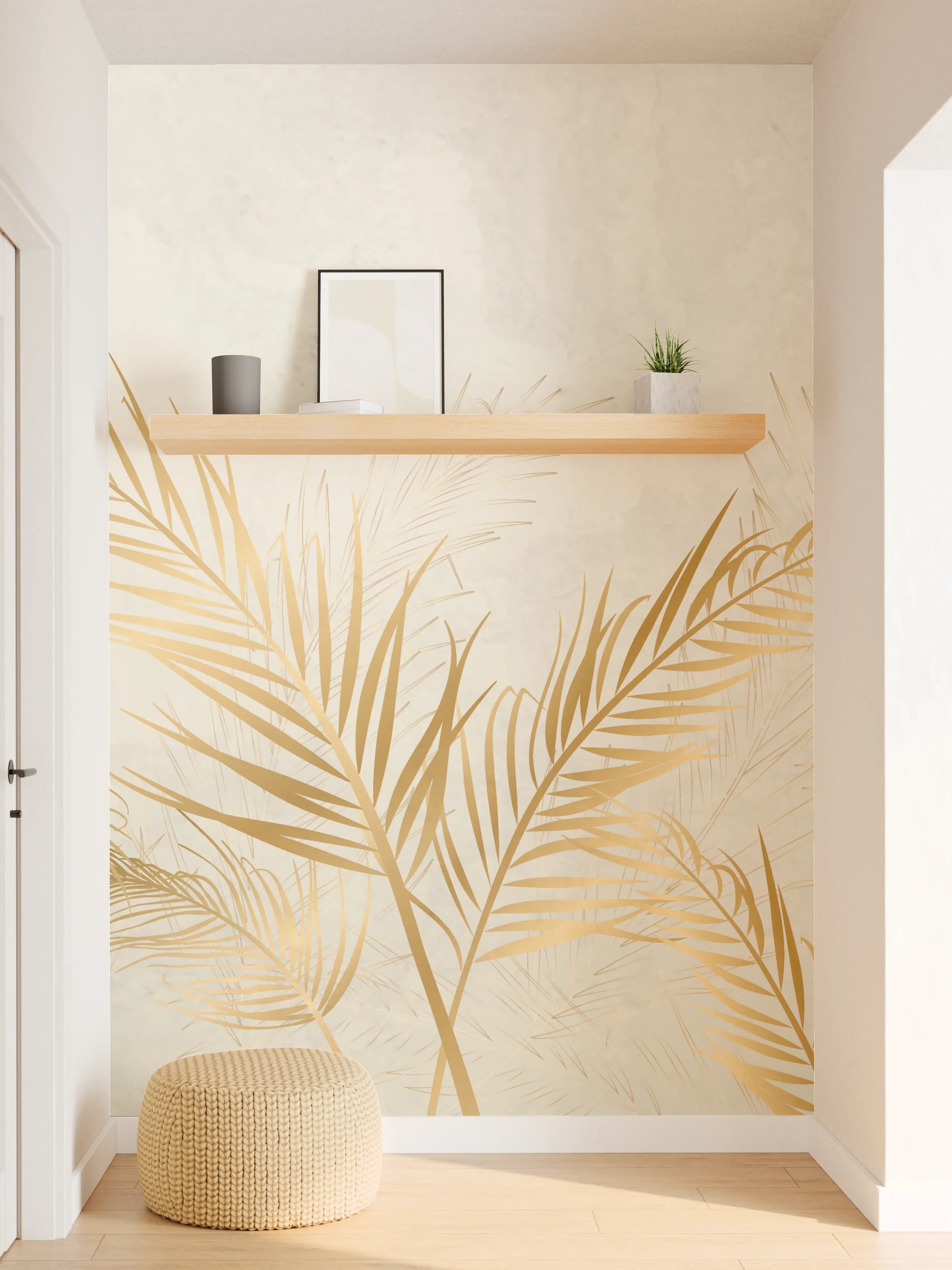 Wandverkleidung Flur - Goldene Palmwedel Deko