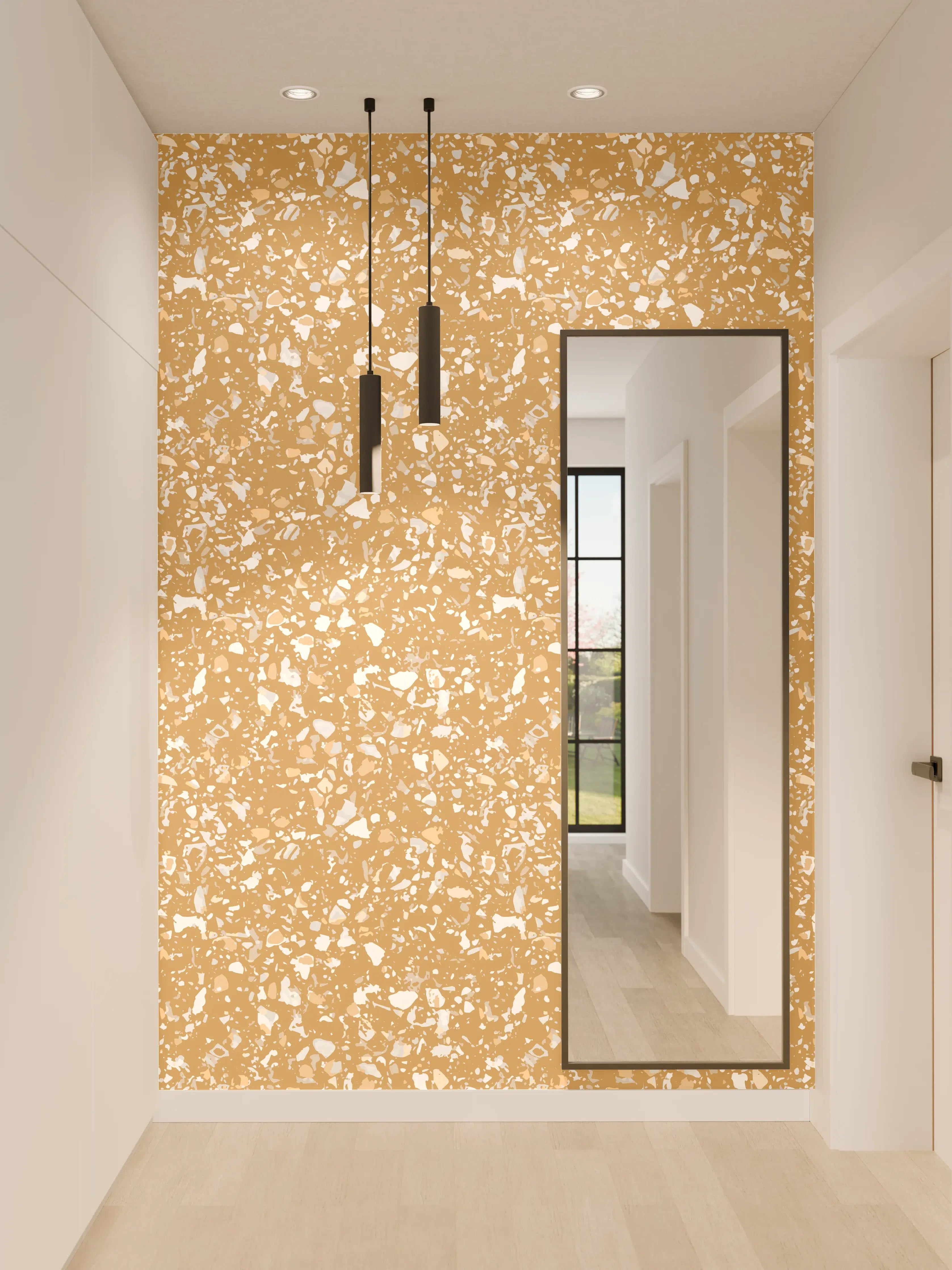 Wandverkleidung Flur - Goldene Sandtextur mit feiner Körnung