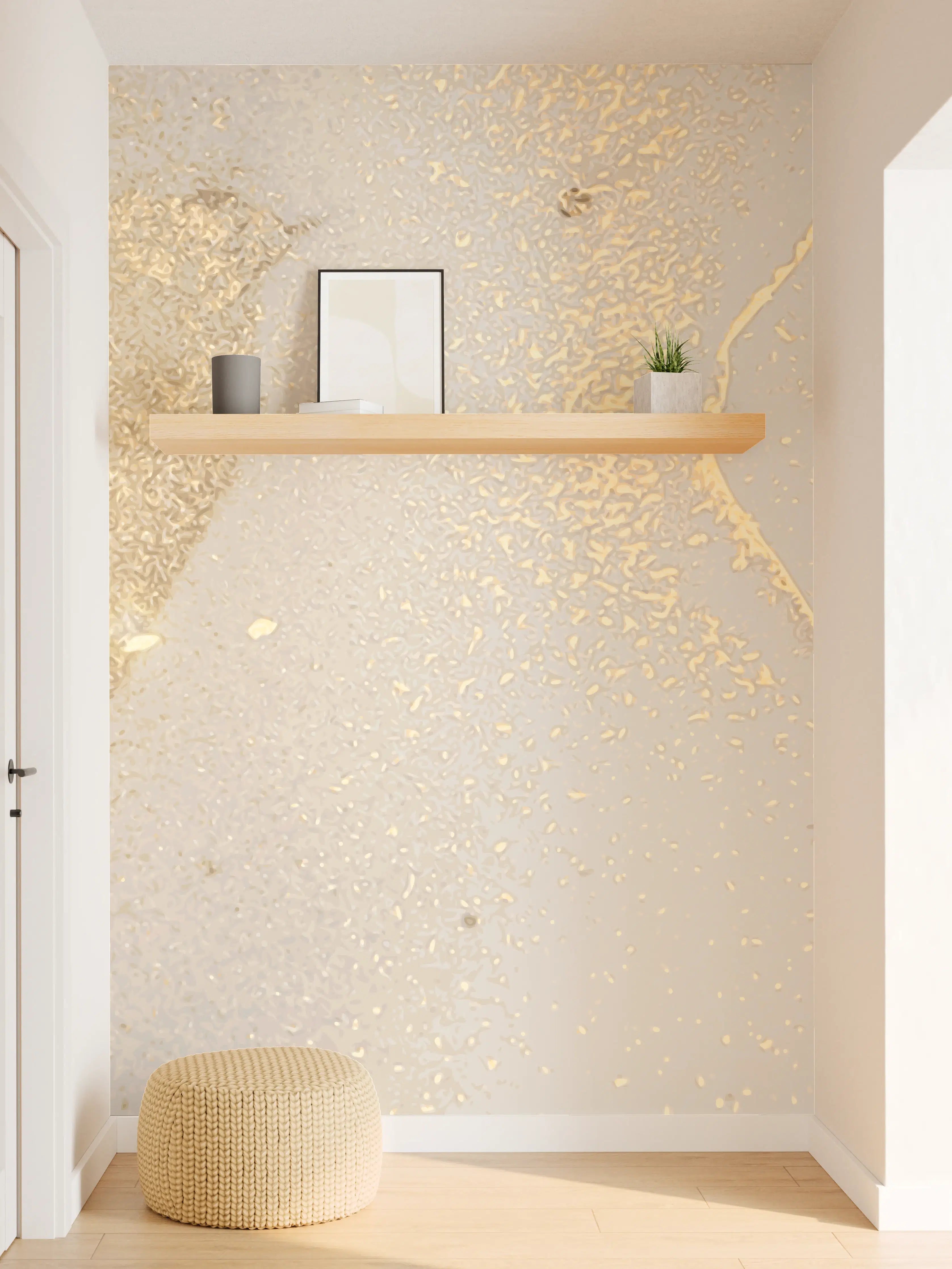 Wandverkleidung Flur - Goldener Glanz auf Cremeweiß