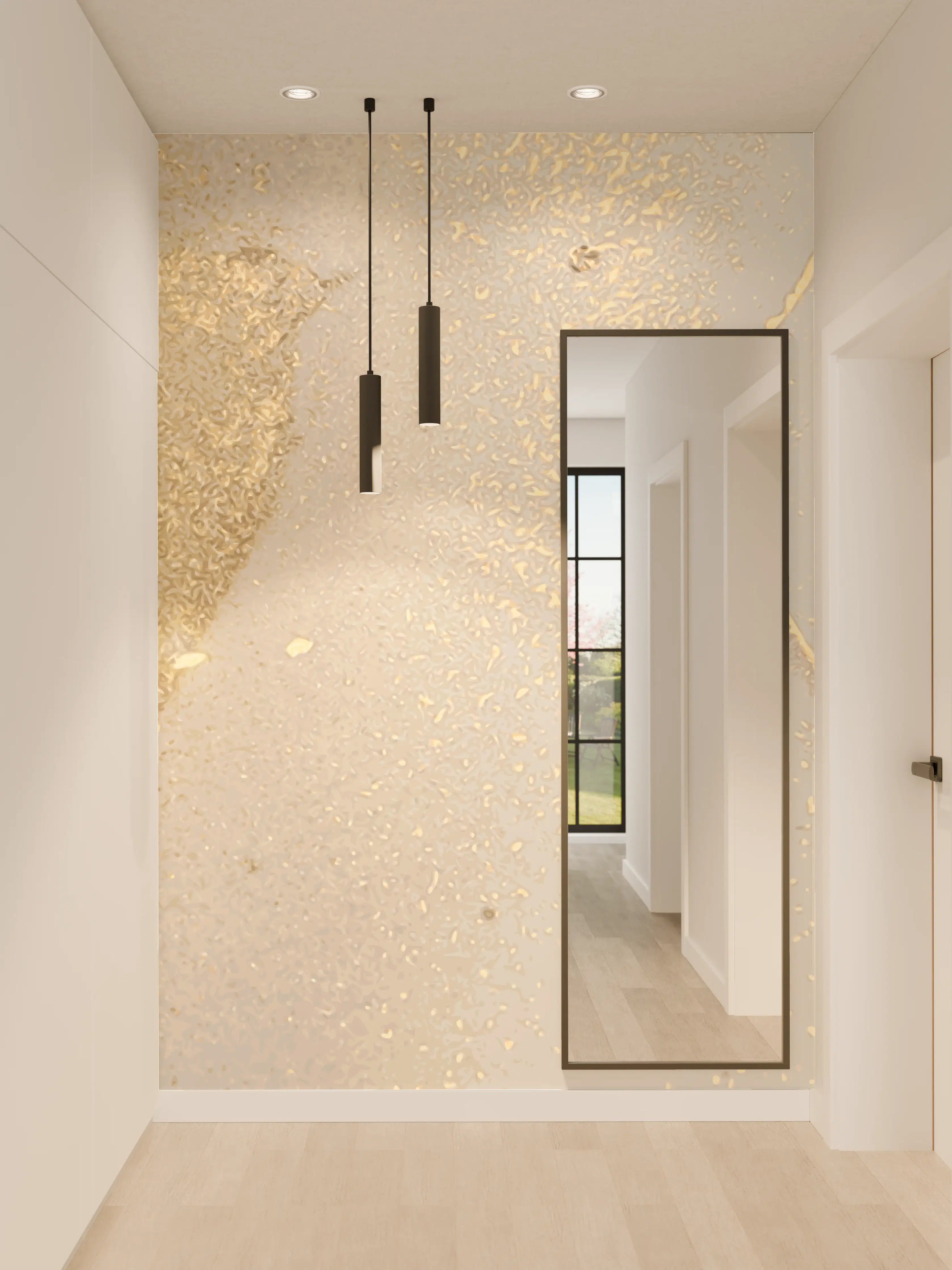 Wandverkleidung Flur - Goldener Glanz auf Cremeweiß