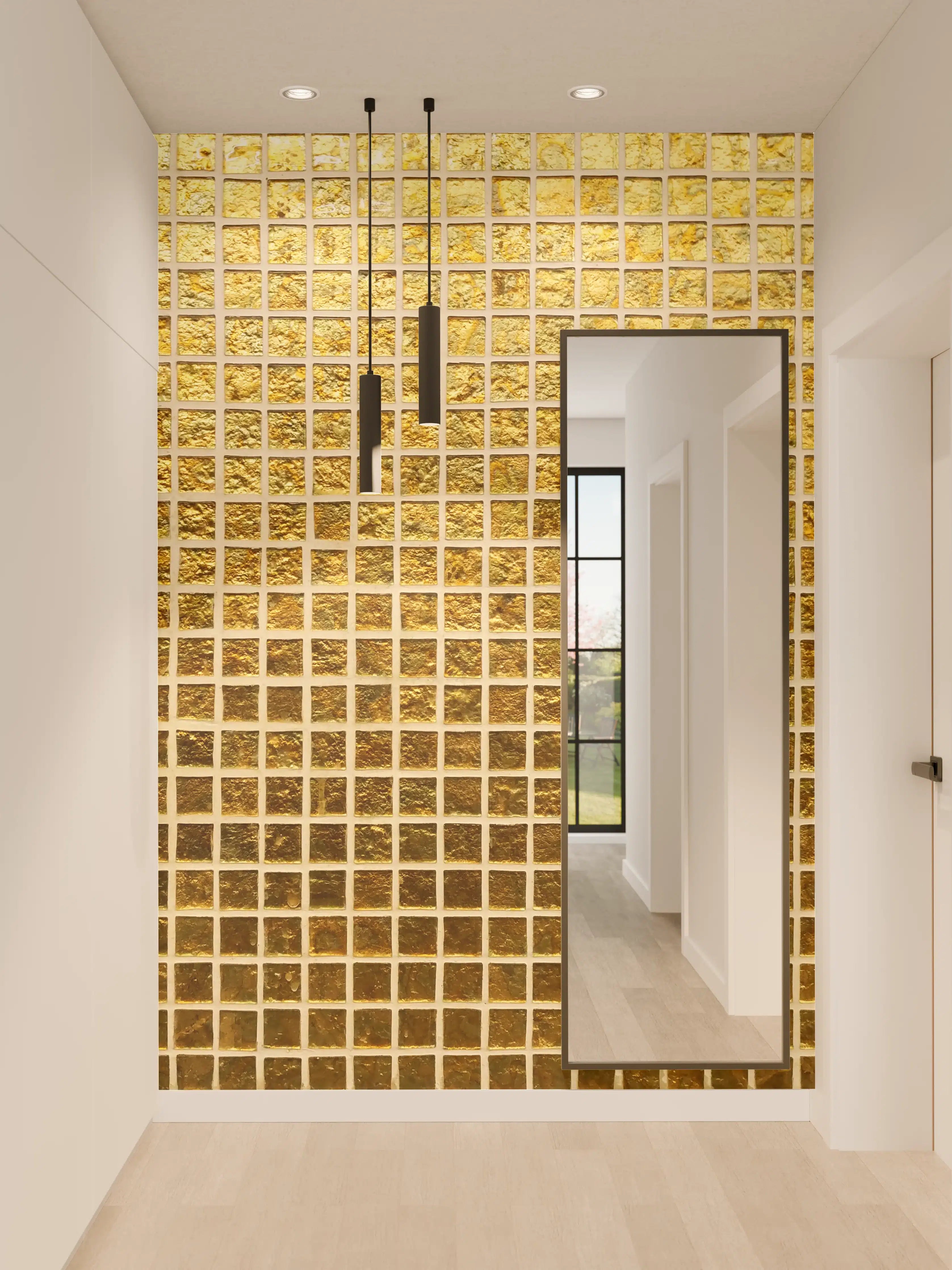 Wandverkleidung Flur - Goldenes Fliesenmuster