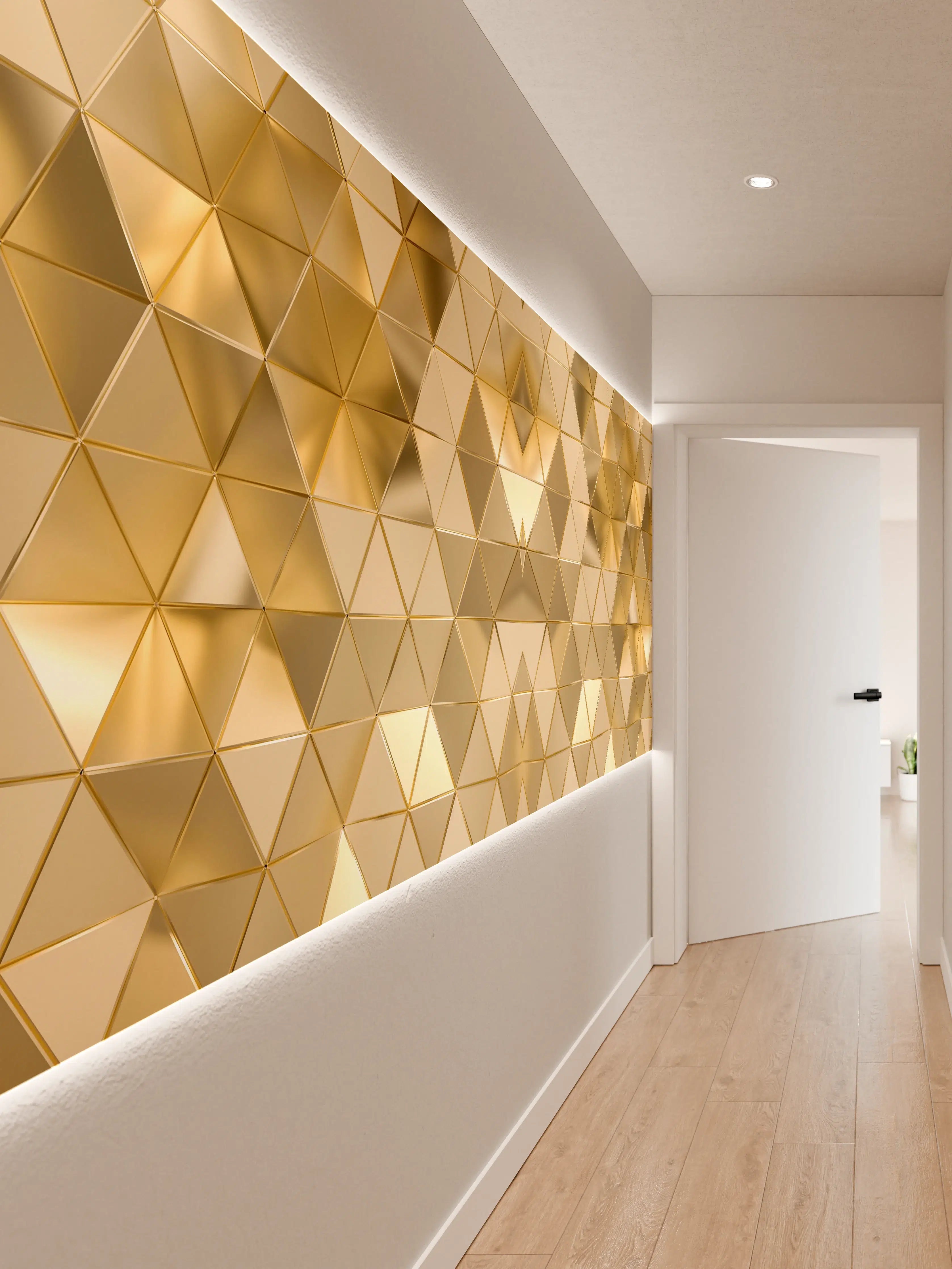 Wandverkleidung Flur - Goldenes Geometrie-Muster
