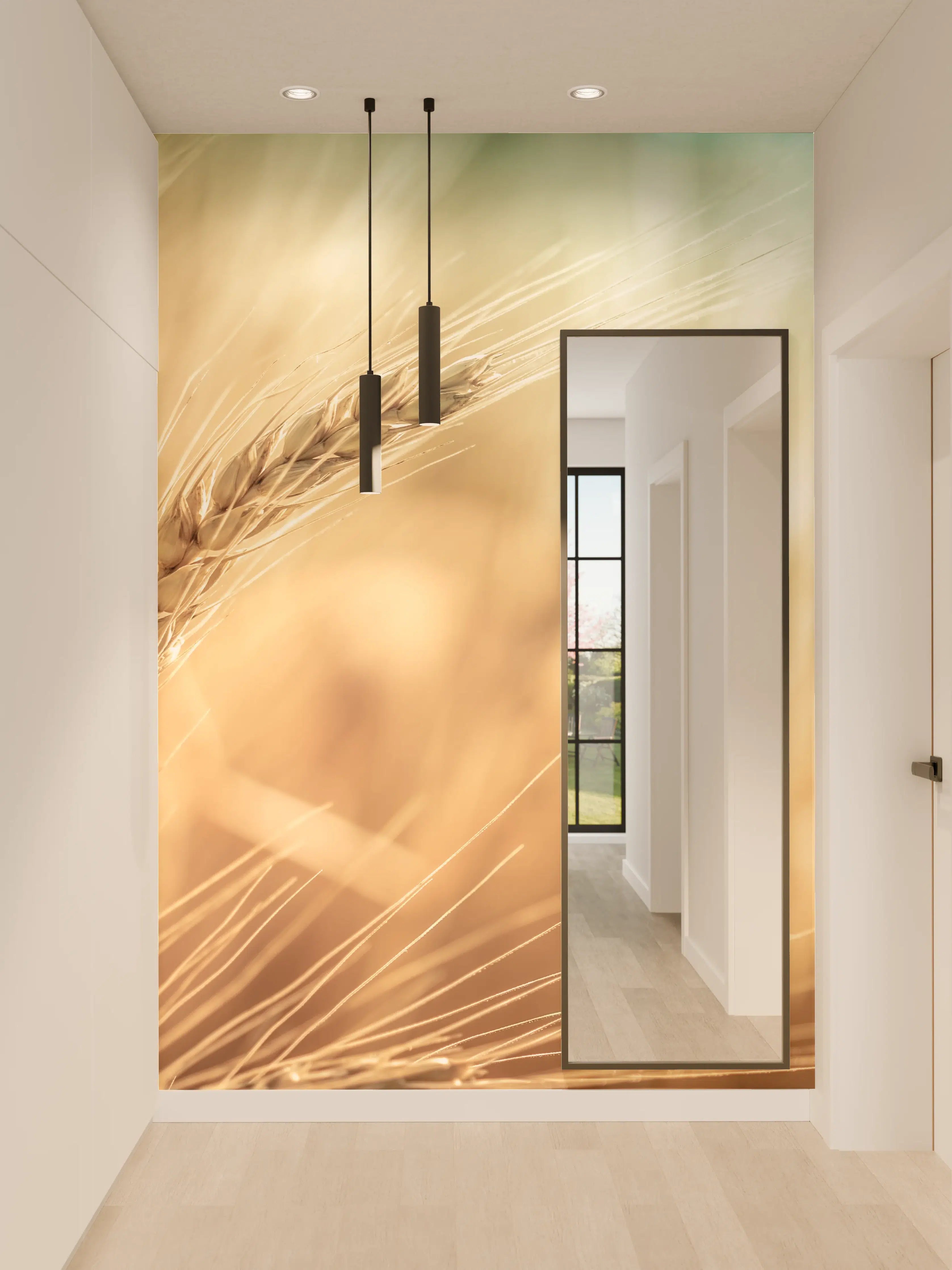 Wandverkleidung Flur - Goldenes Weizenfeld bei Sonnenuntergang