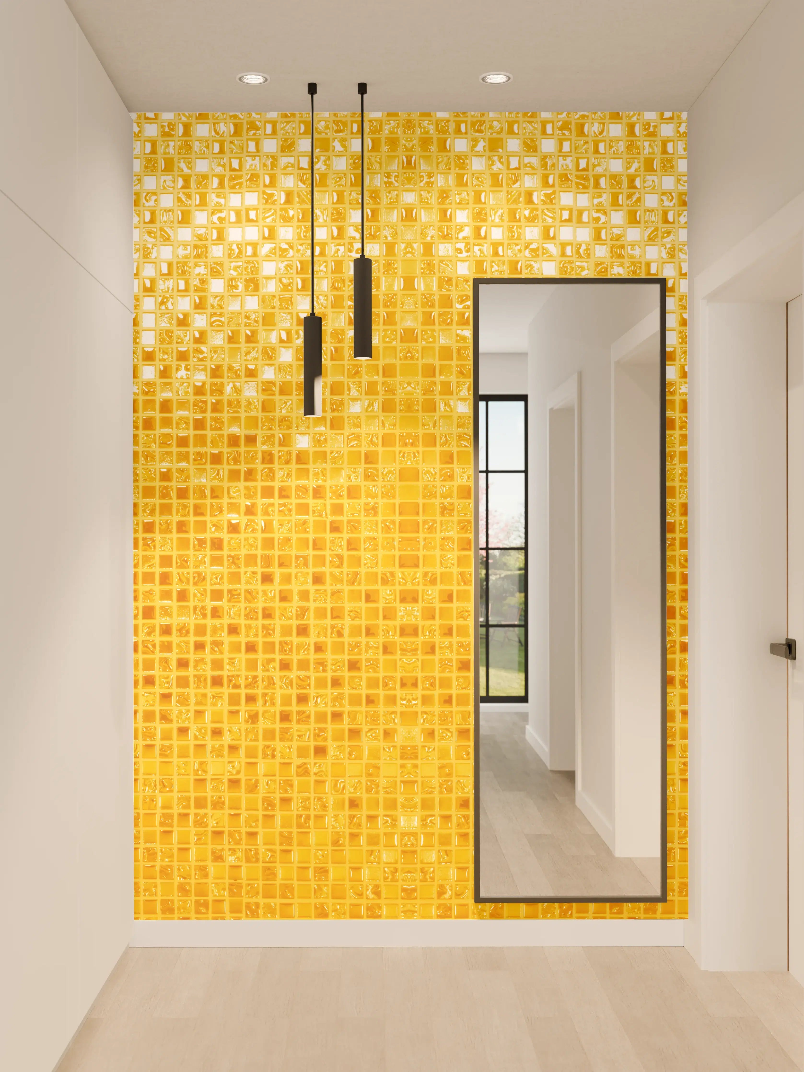 Wandverkleidung Flur - Goldgelbe Mosaikfliesen