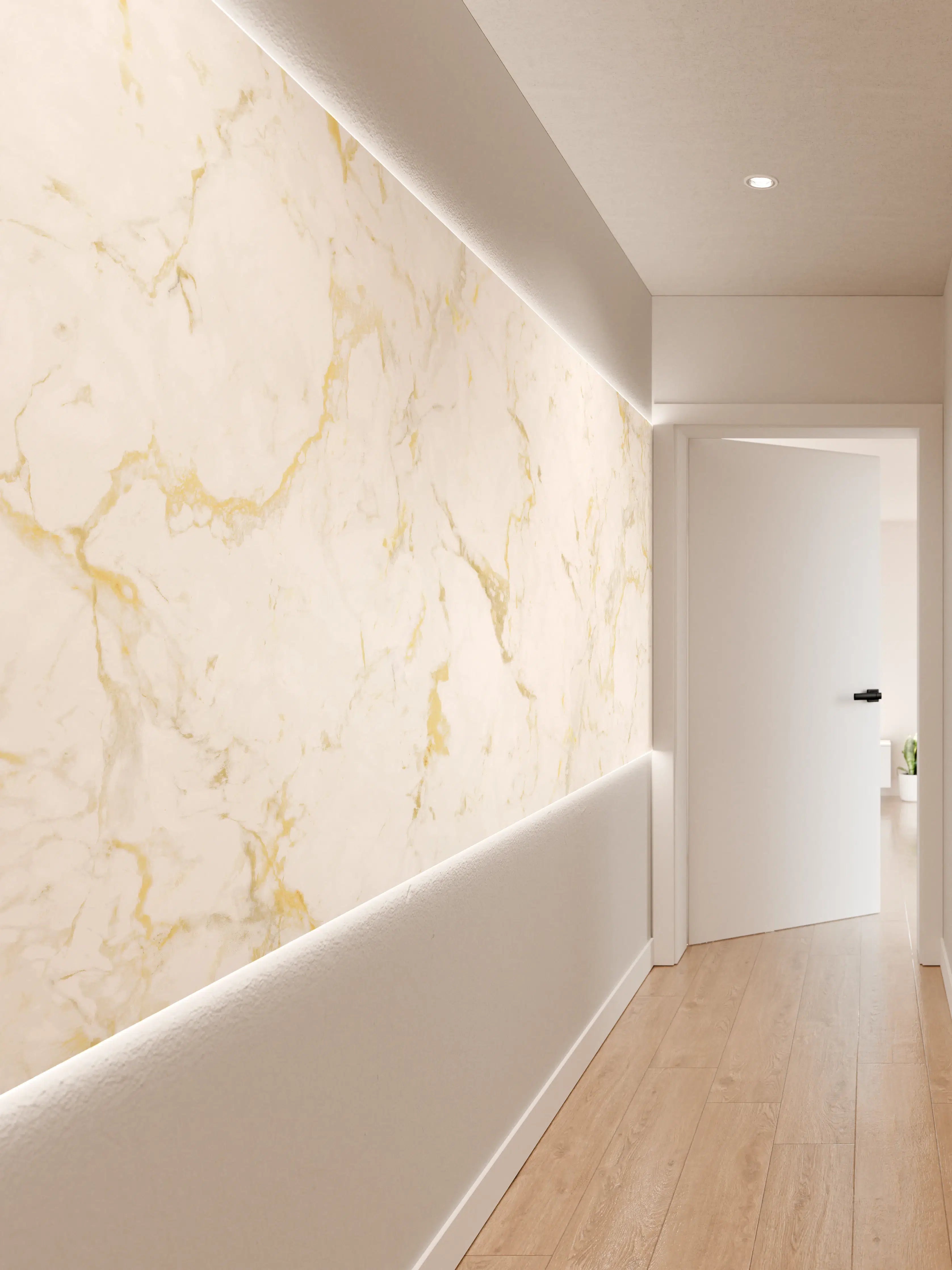 Wandverkleidung Flur - Goldmarmor Textur 