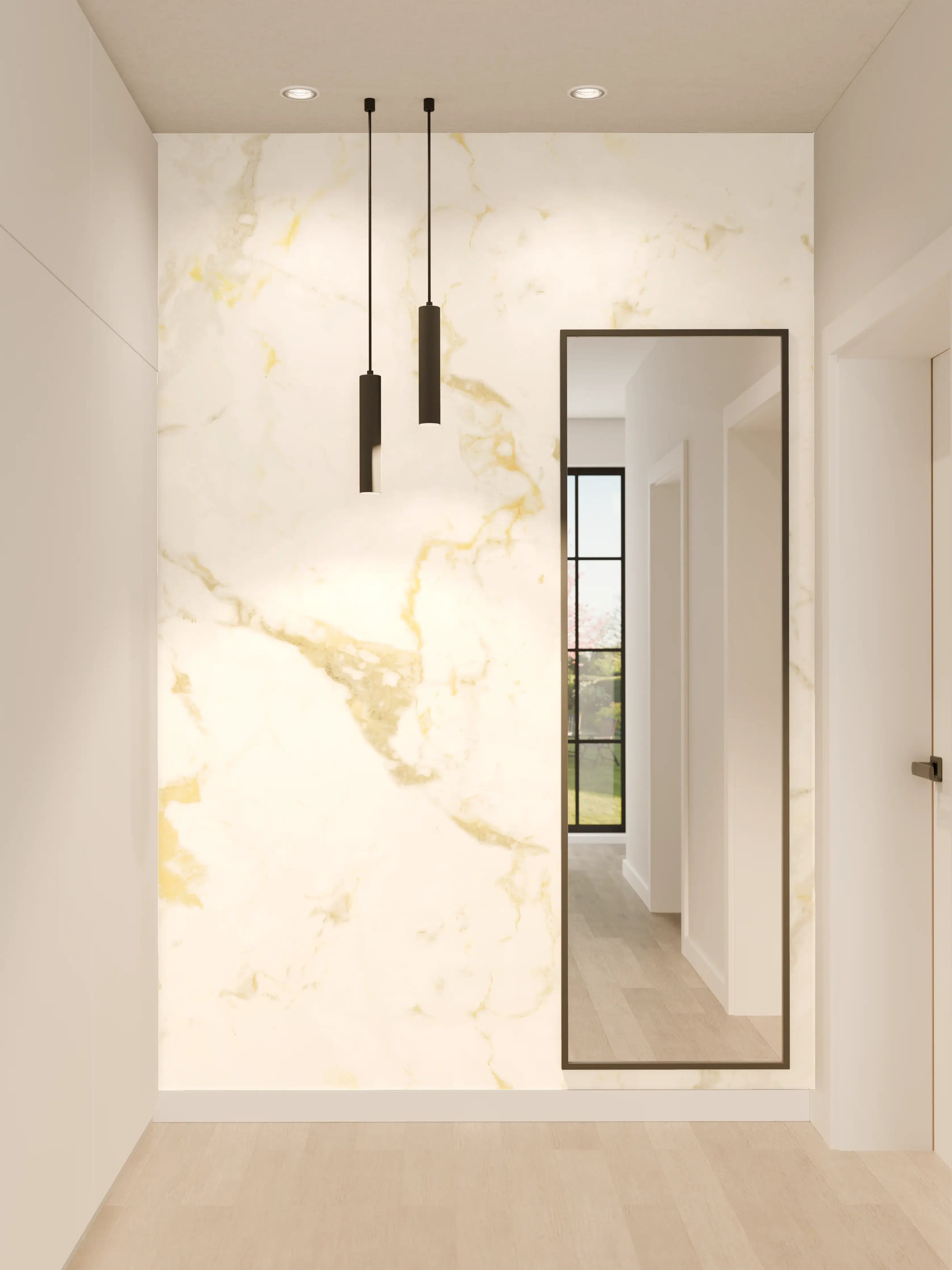 Wandverkleidung Flur - Goldmarmor Textur 