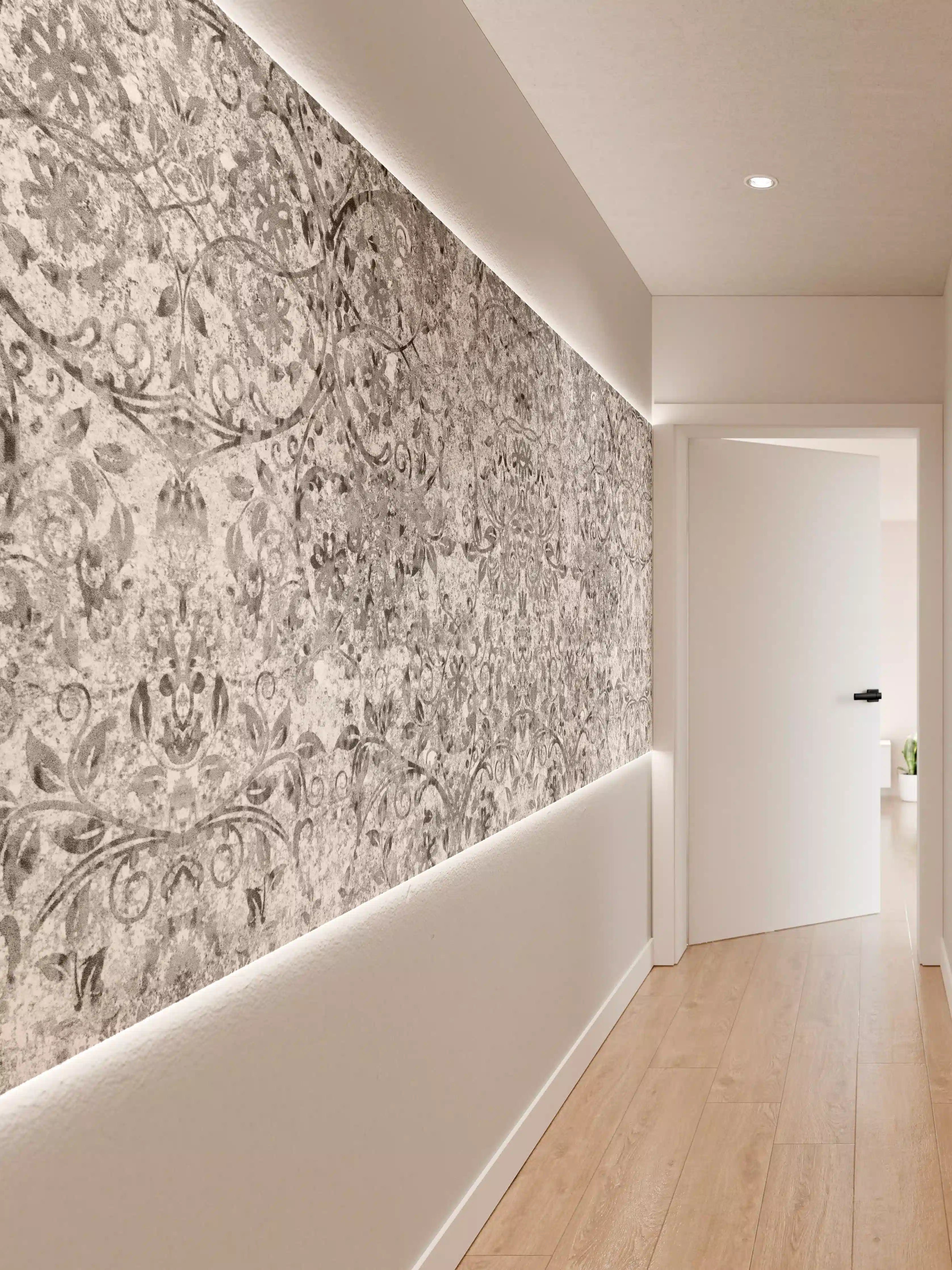 Wandverkleidung Flur - Gräuliche gealterte Tapet-Wand