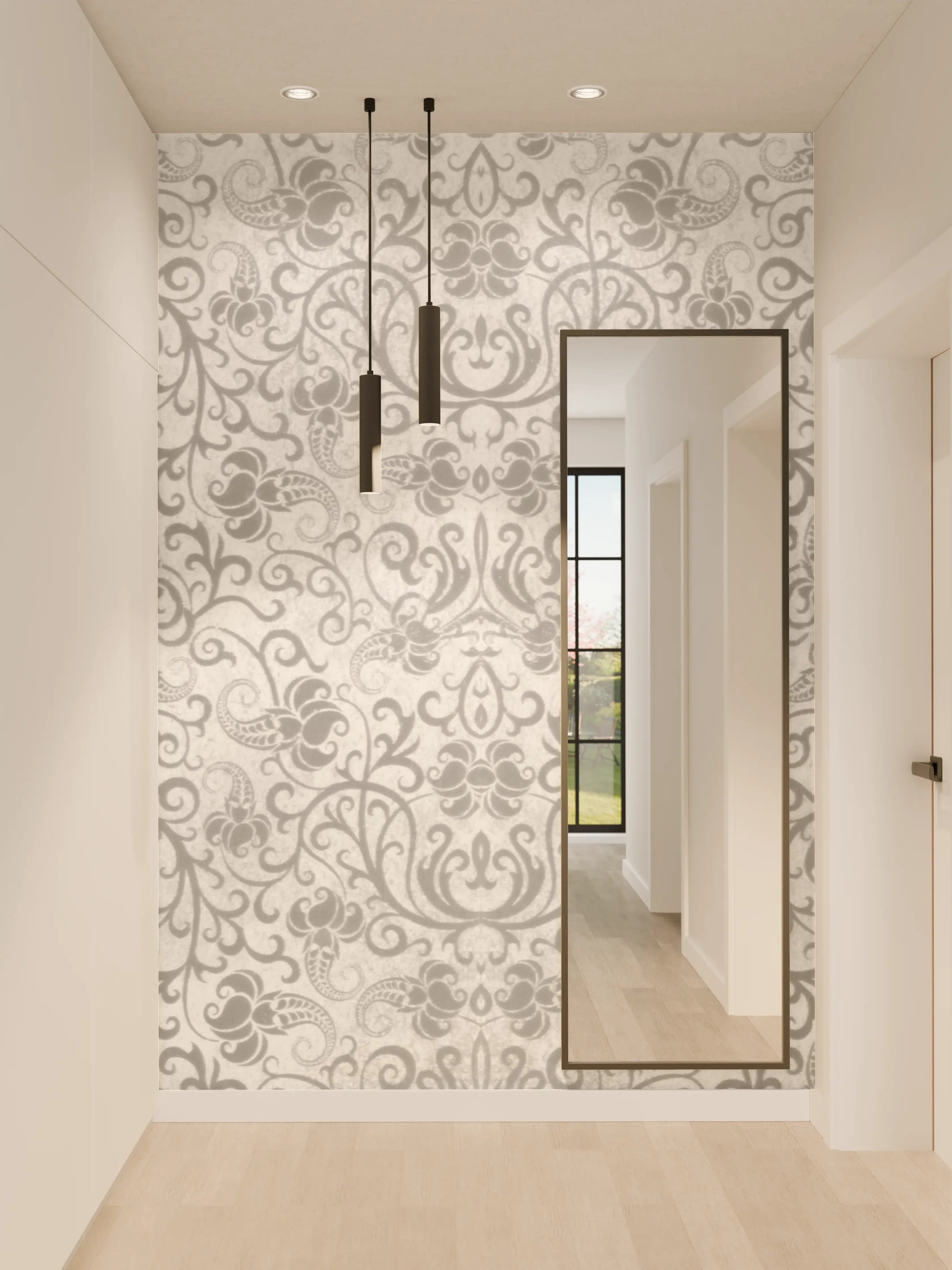 Wandverkleidung Flur - Grau-Weißes Vintage Fliesenmuster