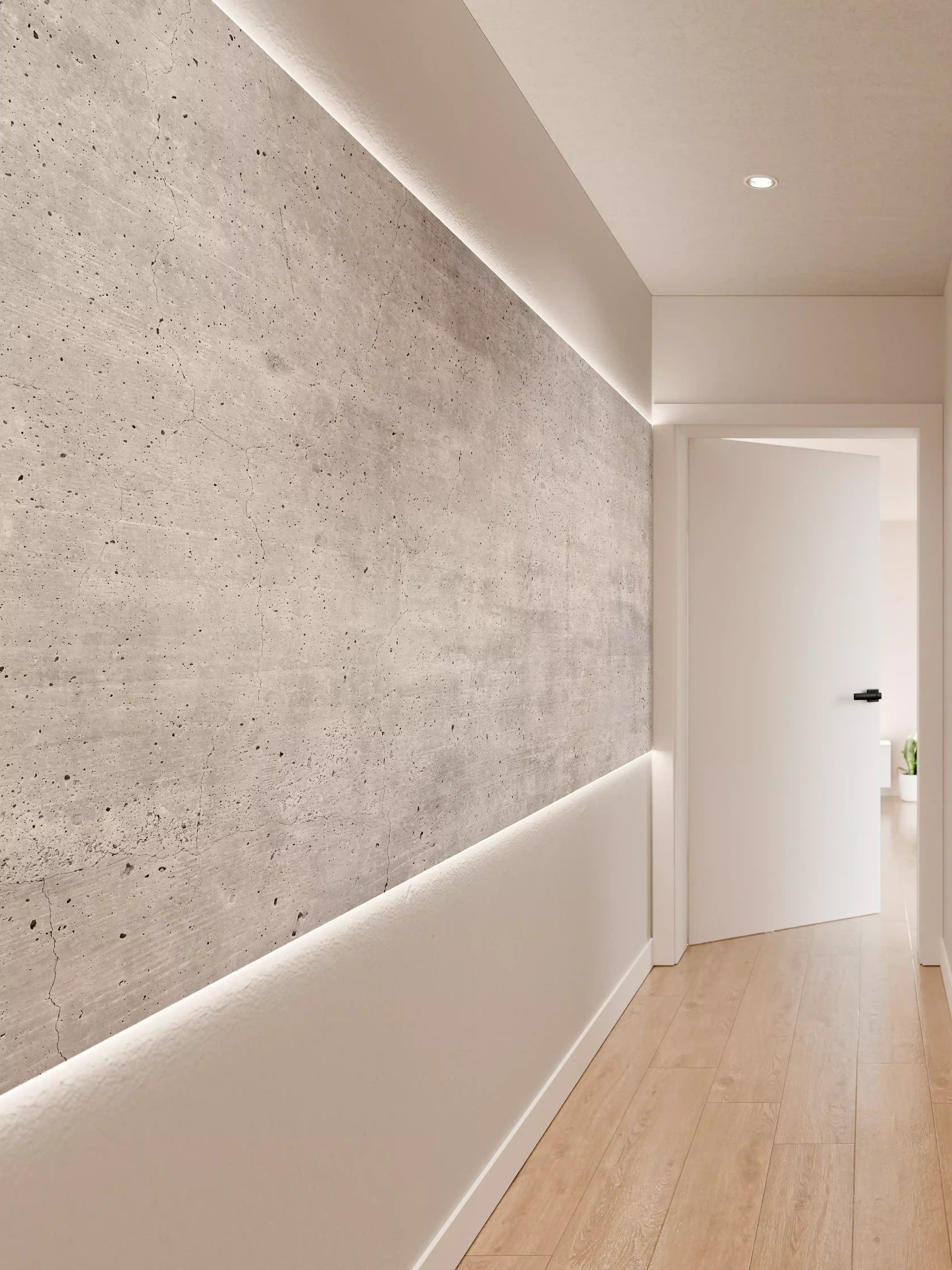 Wandverkleidung Flur - Graue Betonwand