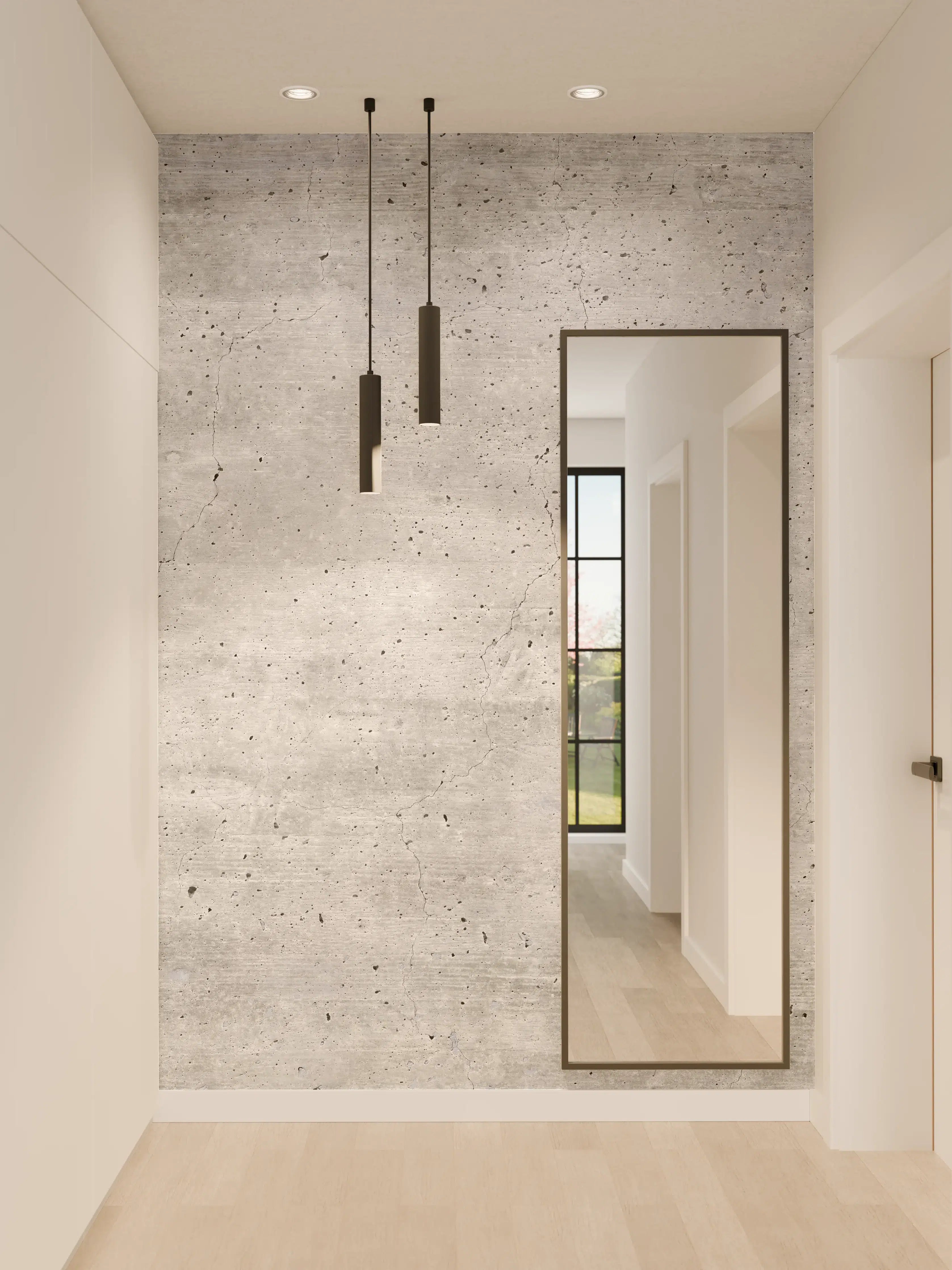 Wandverkleidung Flur - Graue Betonwand