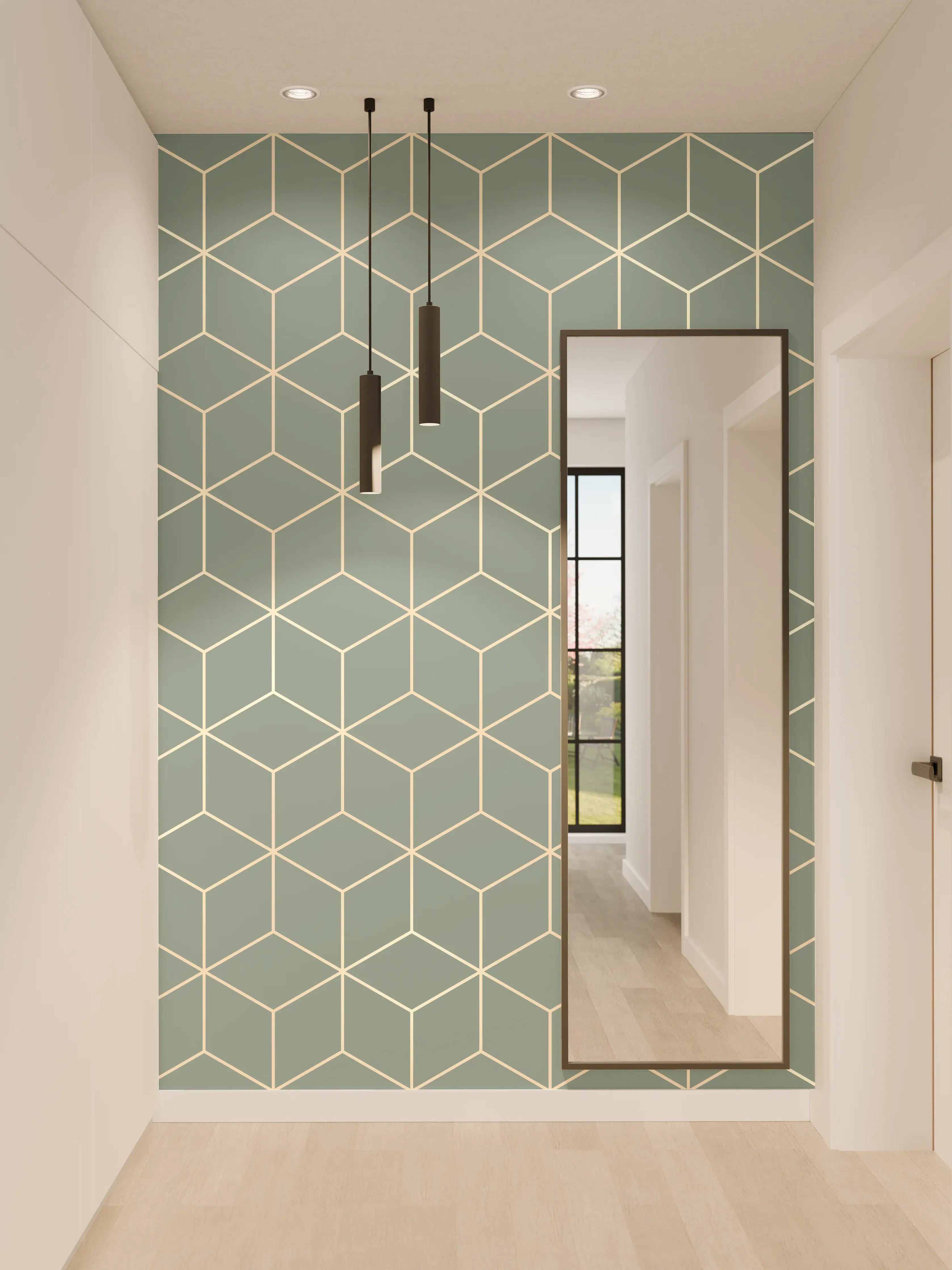 Wandverkleidung Flur - Graue Geometrie für moderne Wände