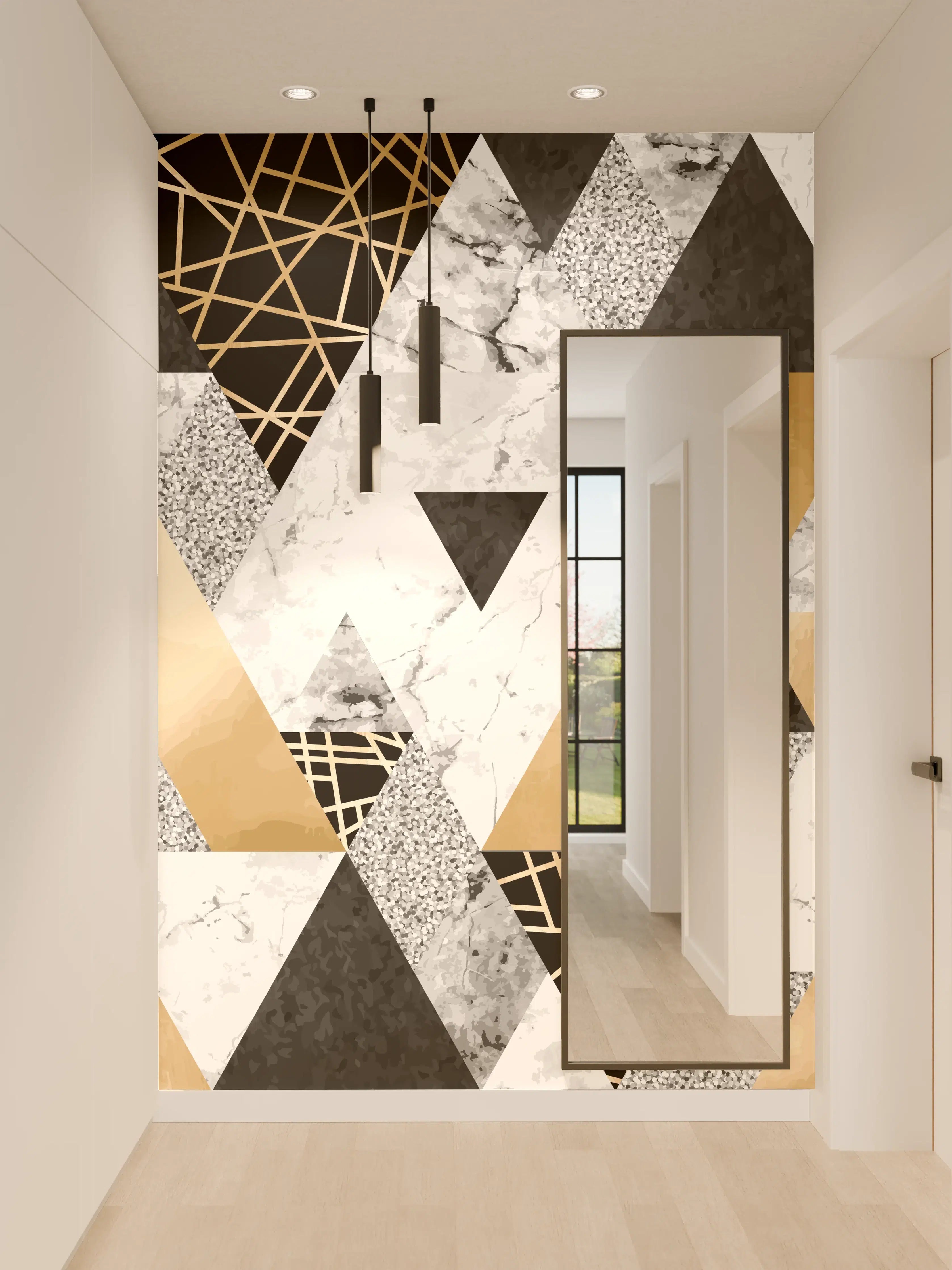 Wandverkleidung Flur - Graue Geometrie für weiße Wände