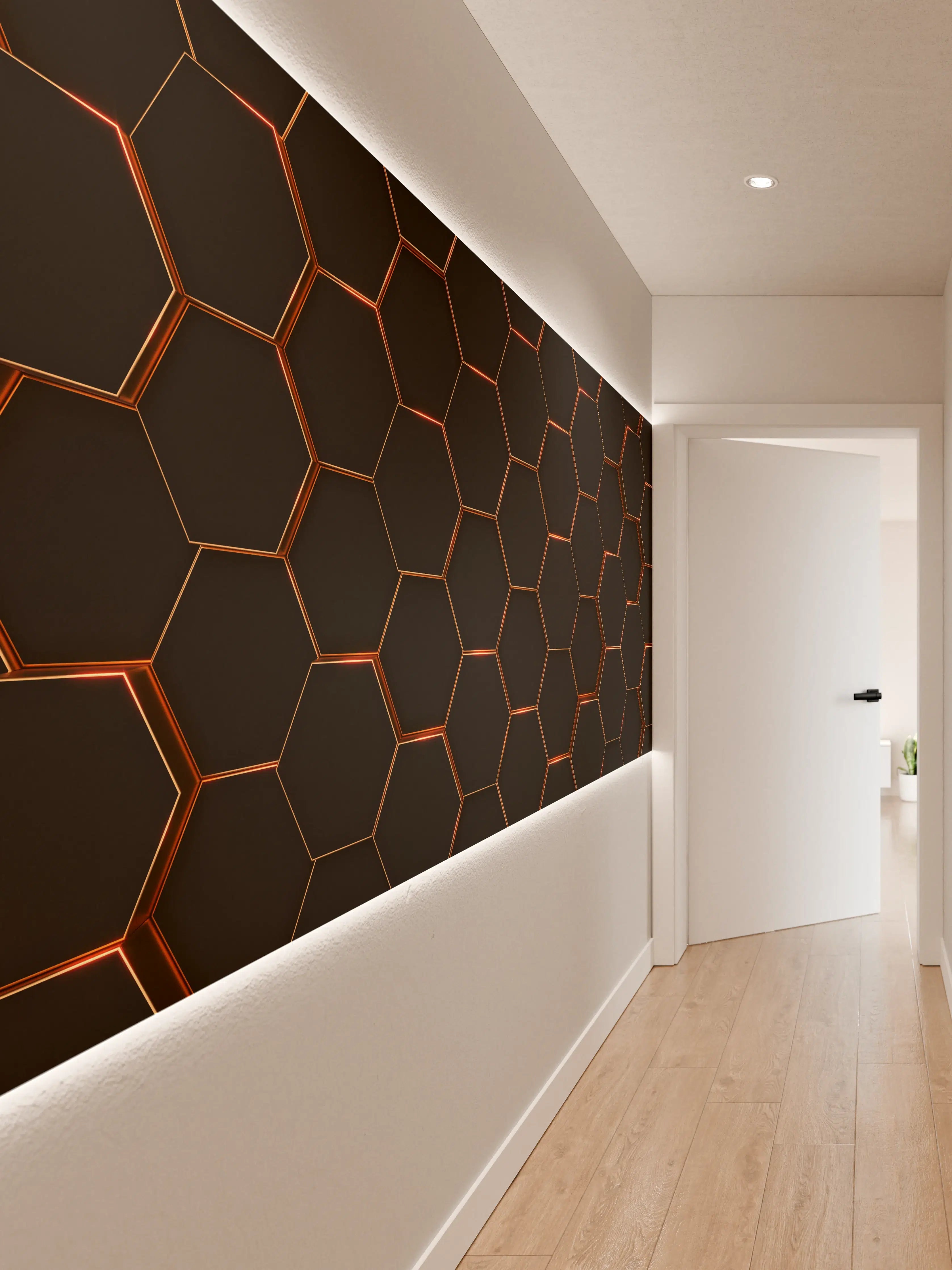 Wandverkleidung Flur - Graue Hexagonale Wandkunst