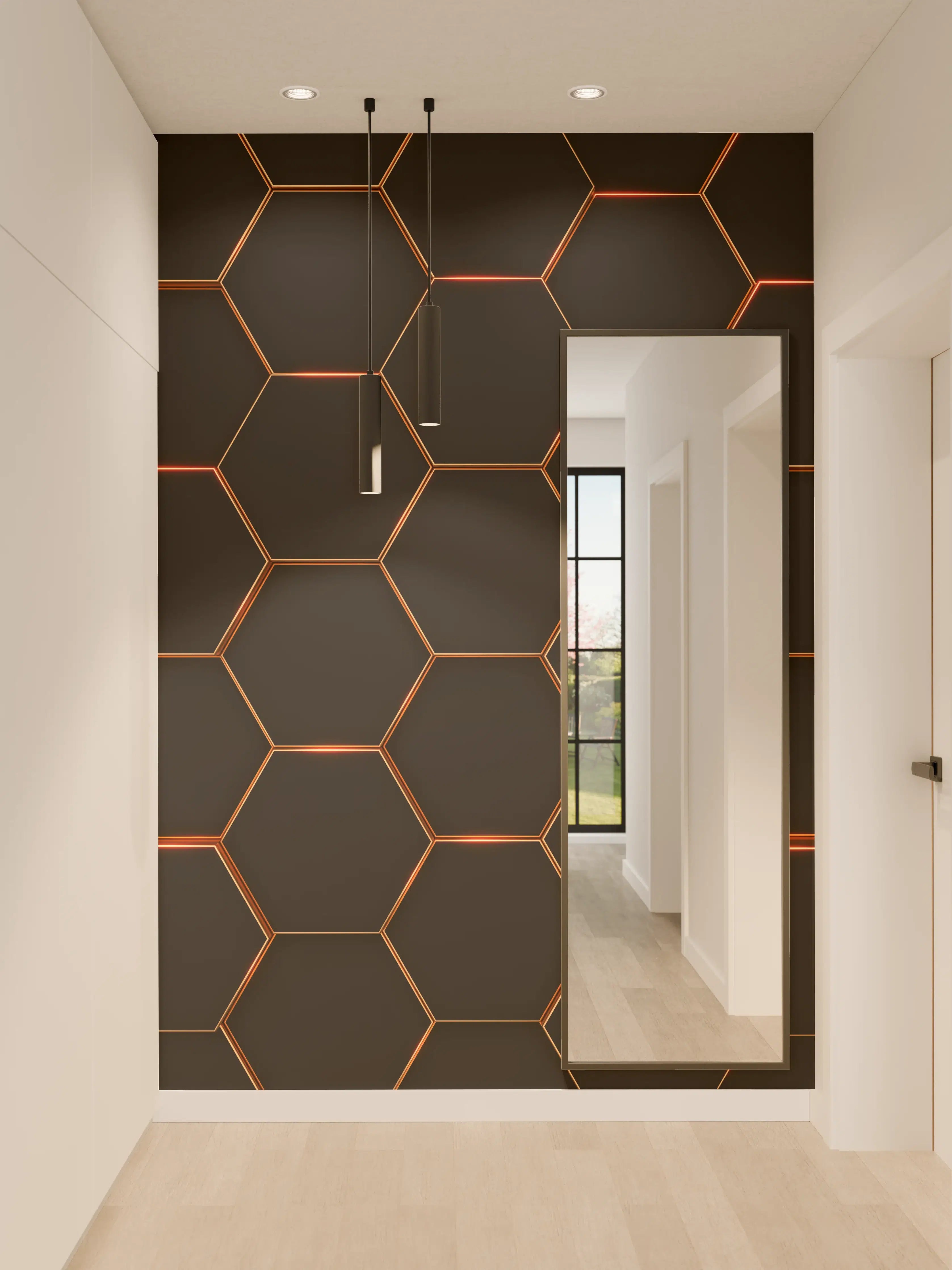 Wandverkleidung Flur - Graue Hexagonale Wandkunst