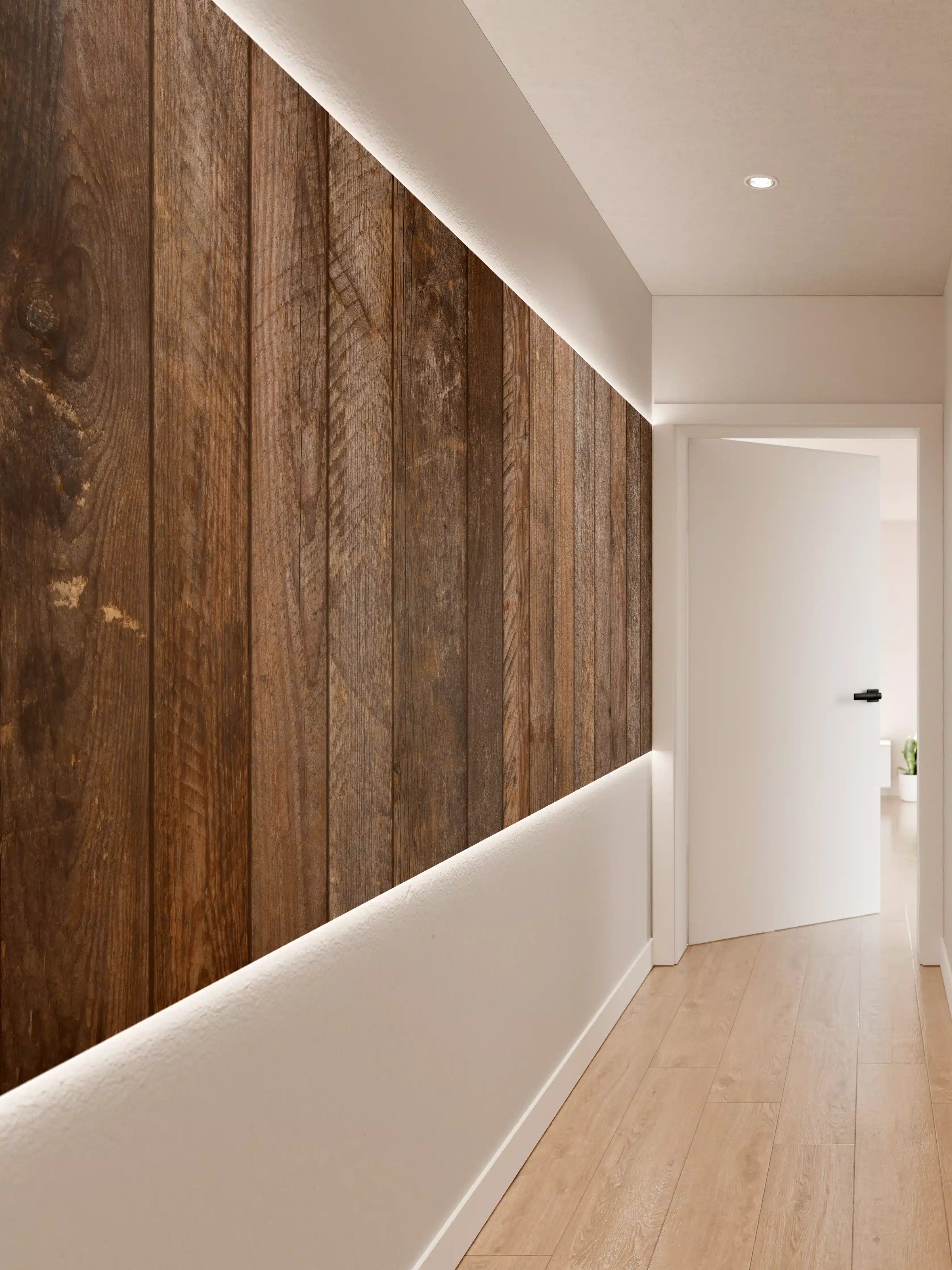 Wandverkleidung Flur - Graue Holzoptik Wandpaneele für Naturnähe