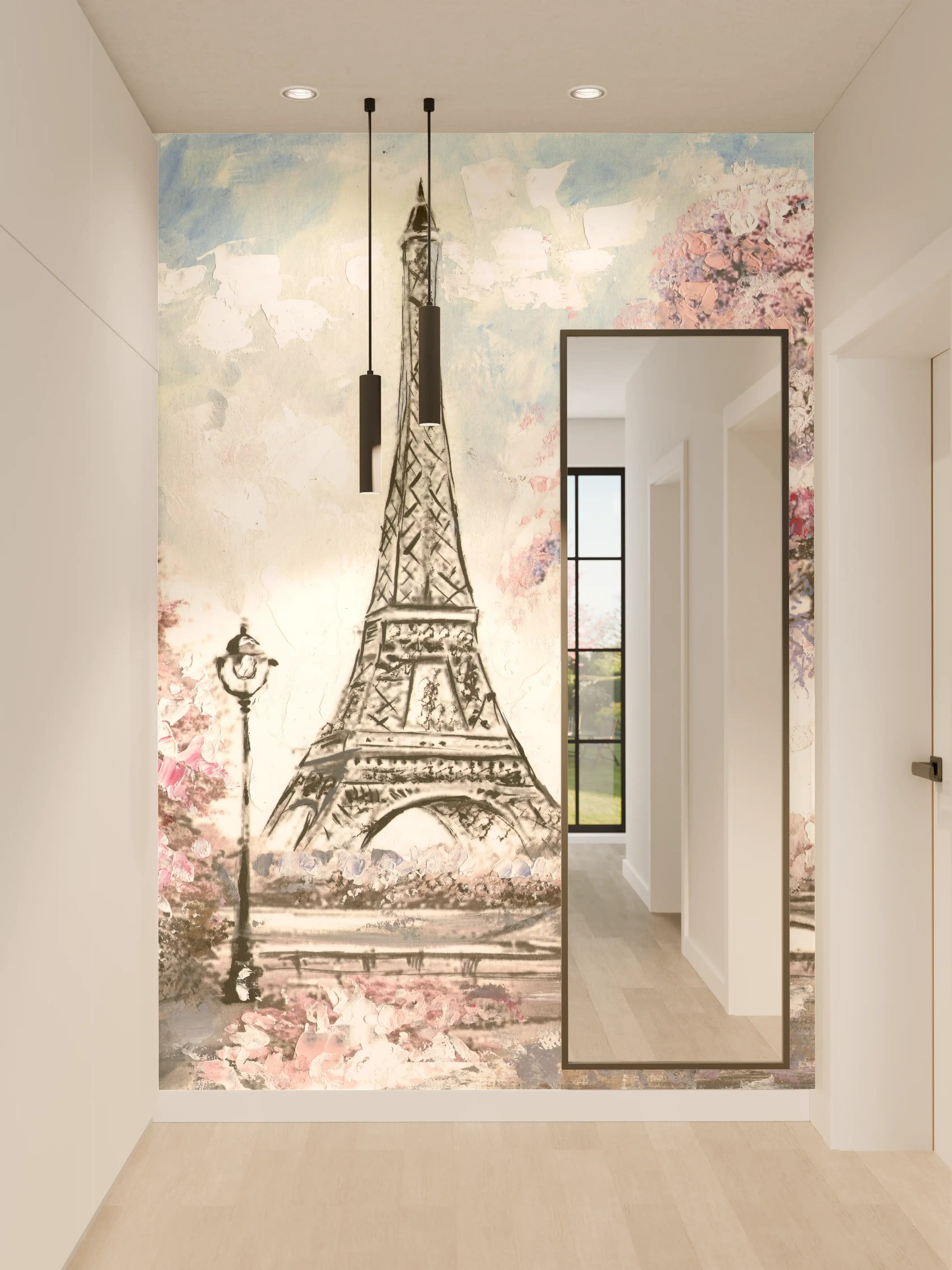 Wandverkleidung Flur - Graue Liebe zum Eiffelturm