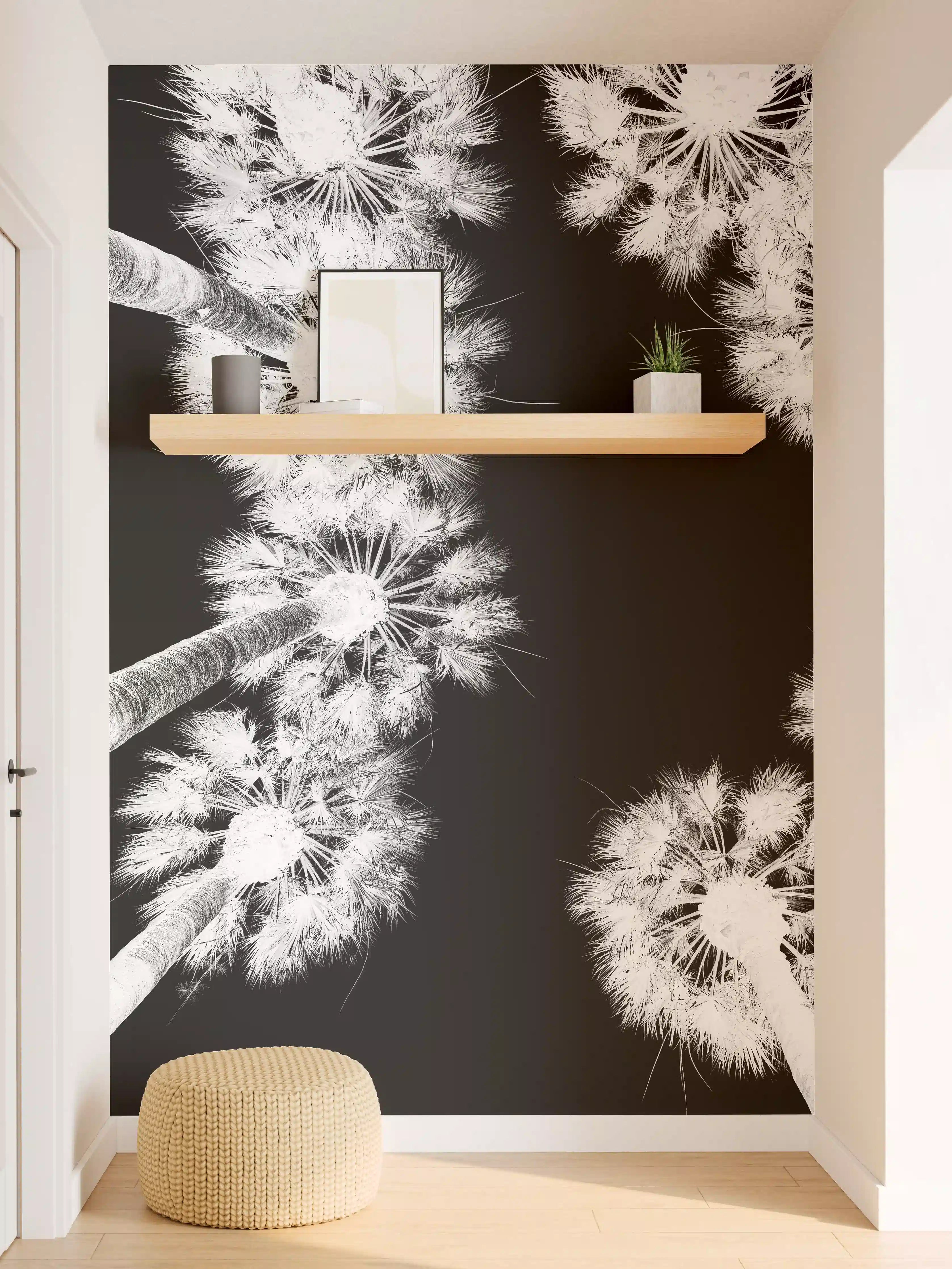 Wandverkleidung Flur - Graue Pusteblumen im Schatten