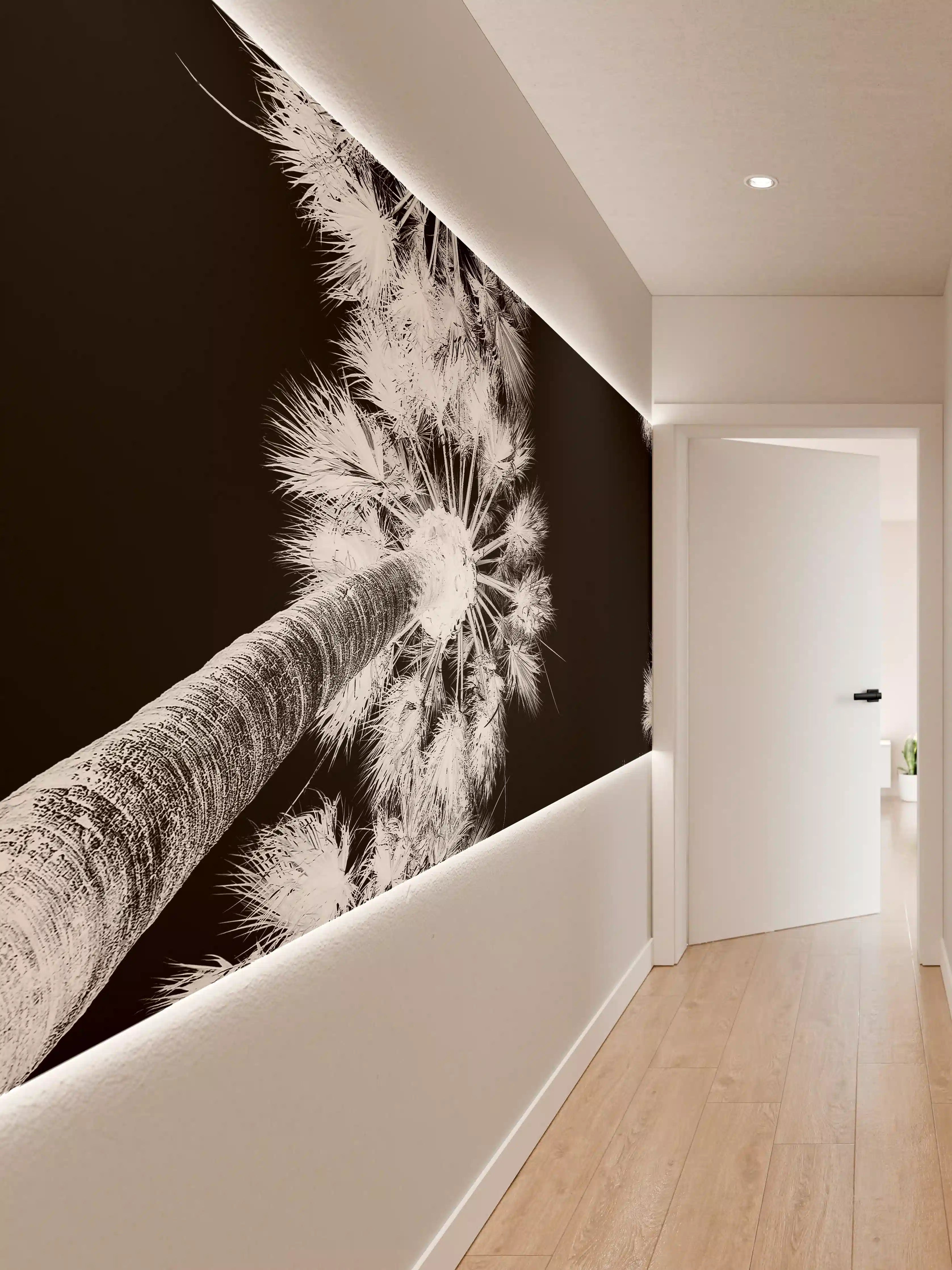 Wandverkleidung Flur - Graue Pusteblumen im Schatten