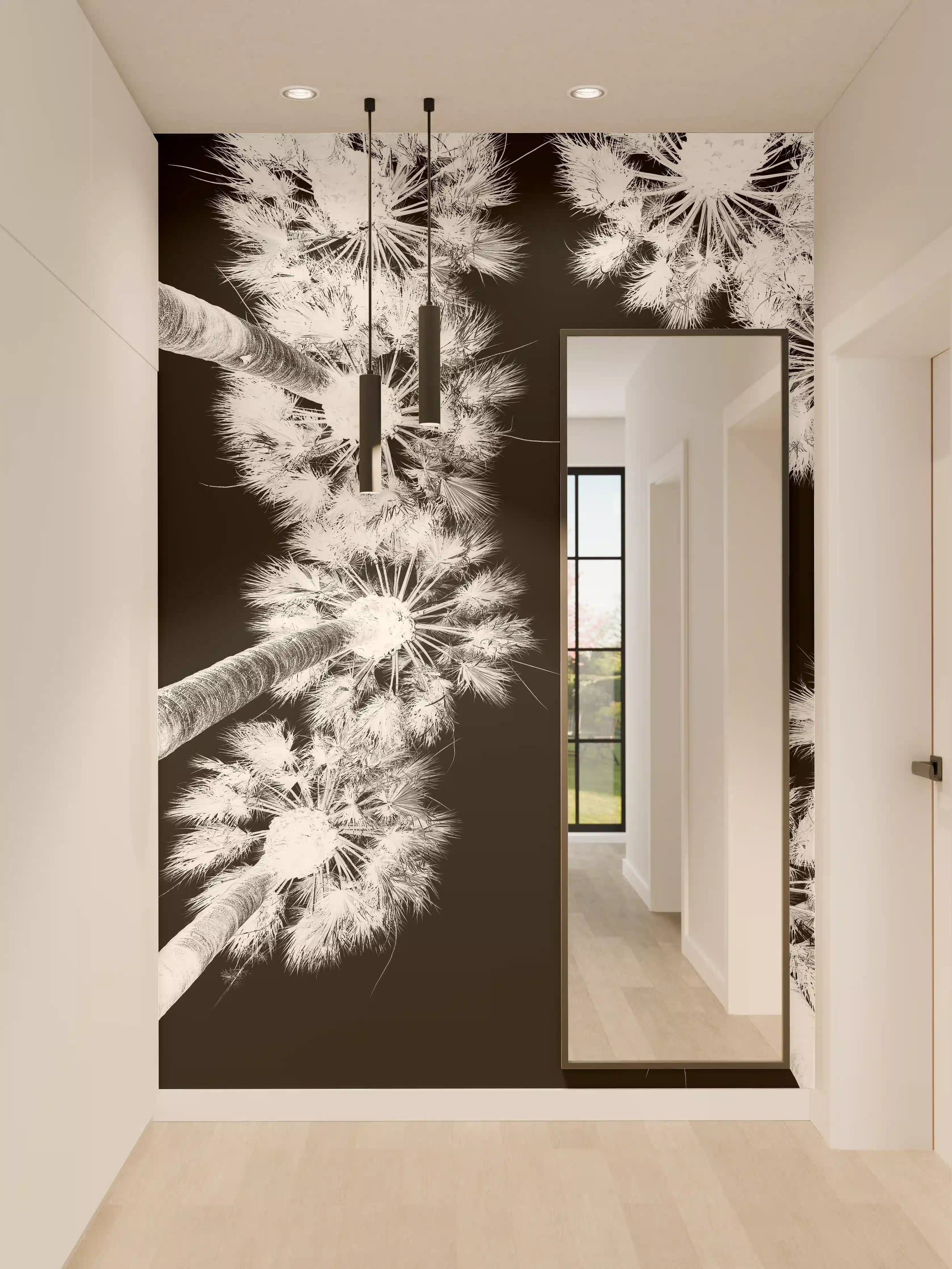 Wandverkleidung Flur - Graue Pusteblumen im Schatten