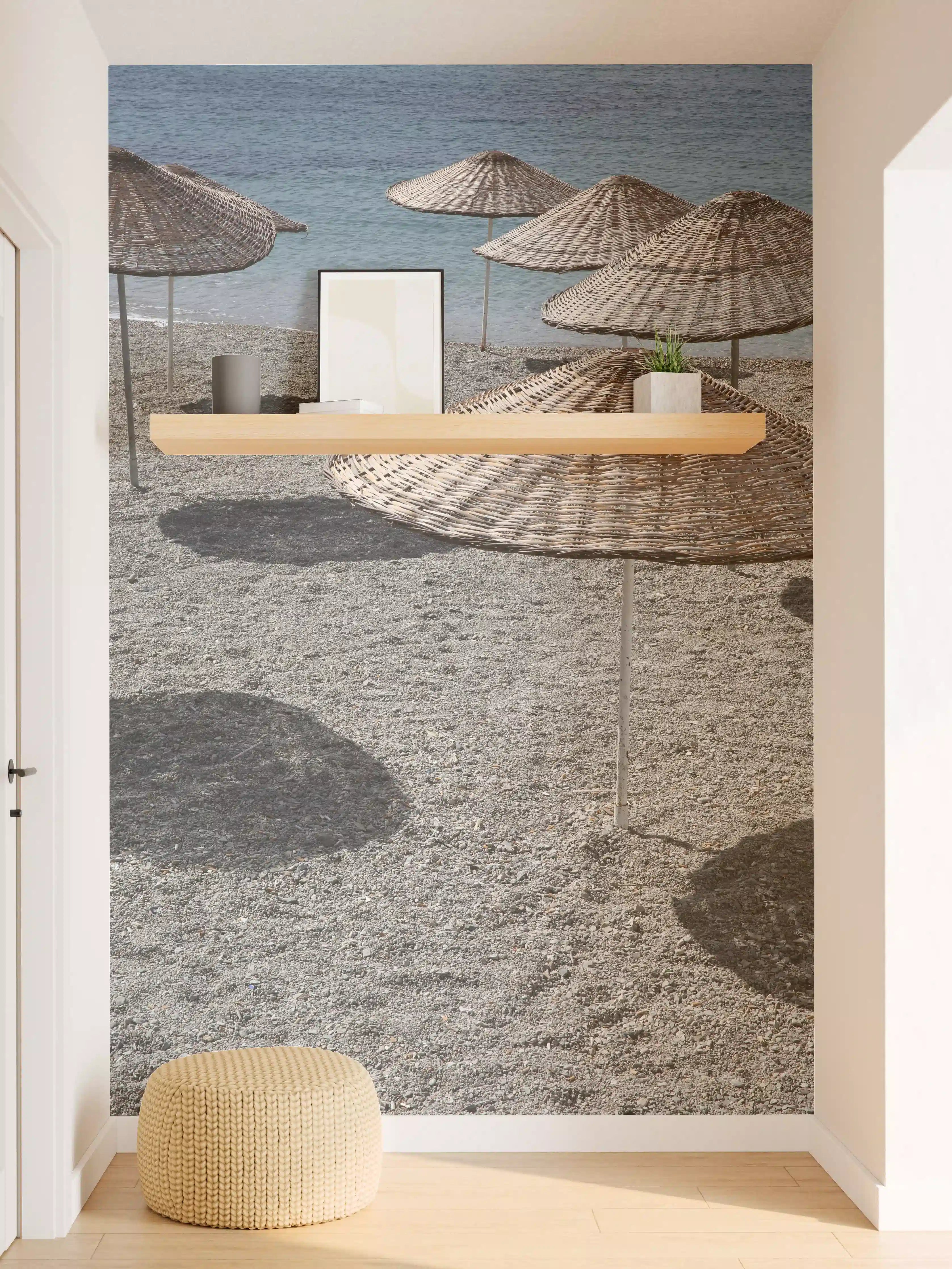 Wandverkleidung Flur - Graue Schatten am weißen Strand
