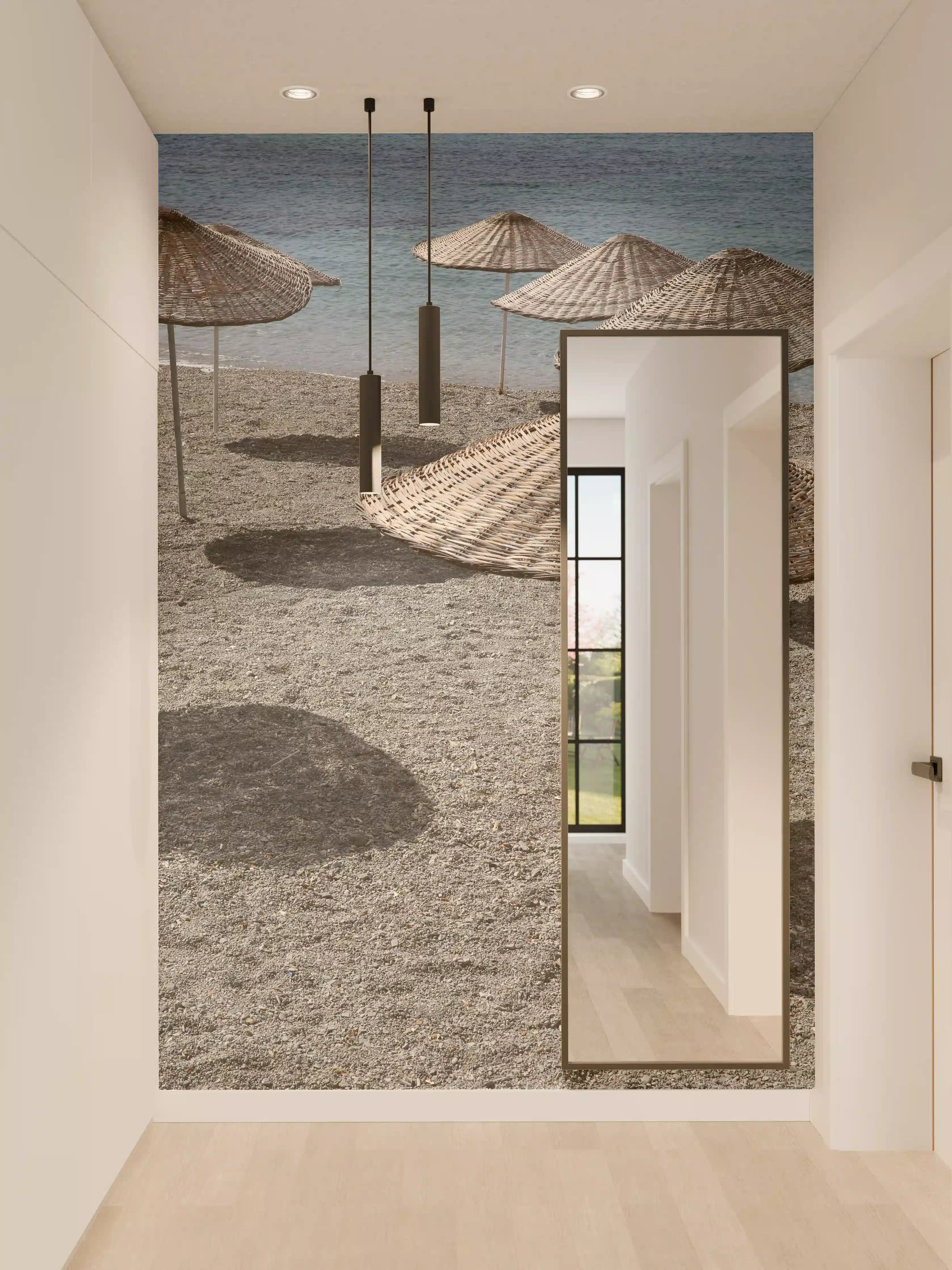 Wandverkleidung Flur - Graue Schatten am weißen Strand