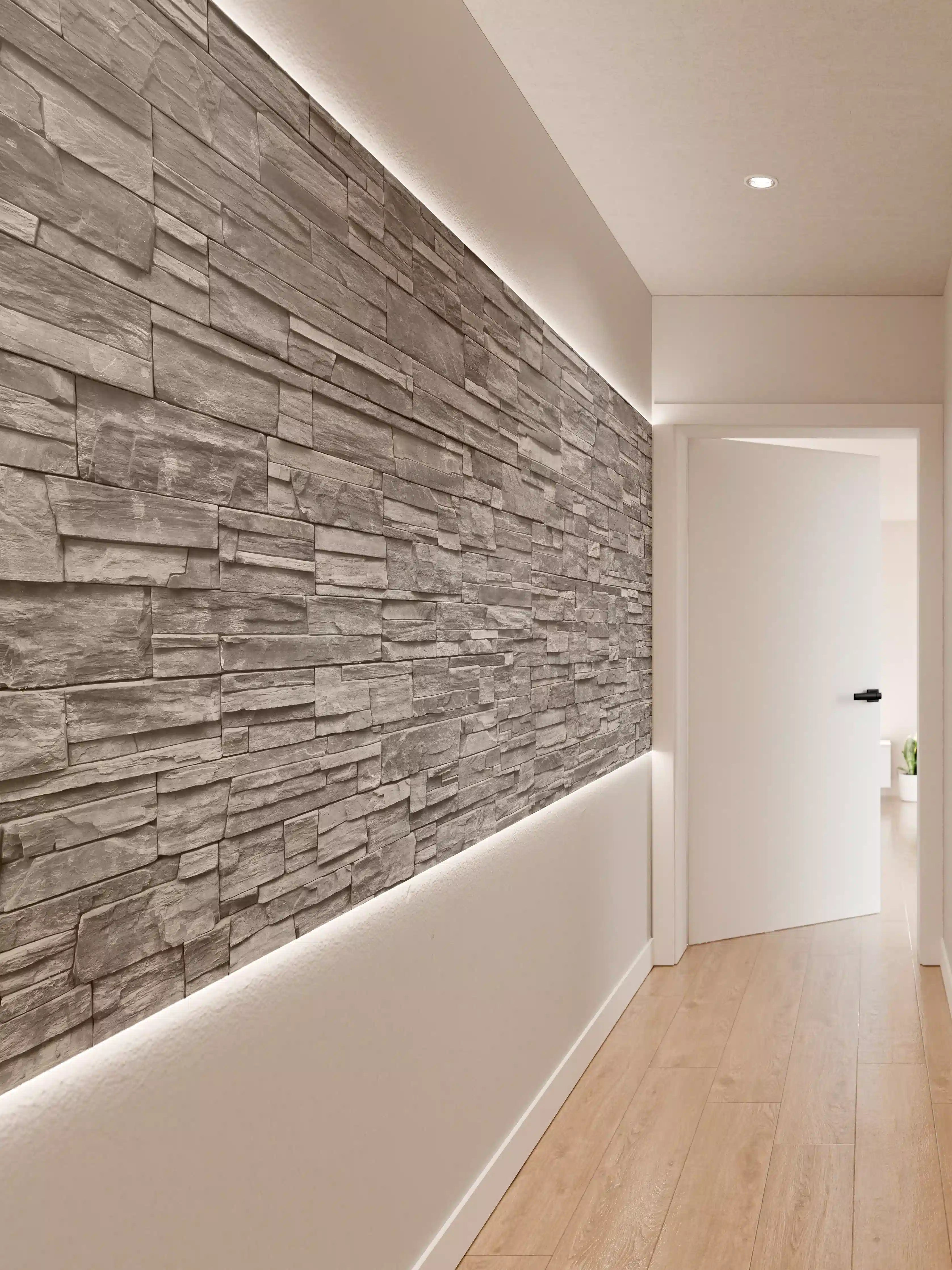 Wandverkleidung Flur - Graue Steinwand