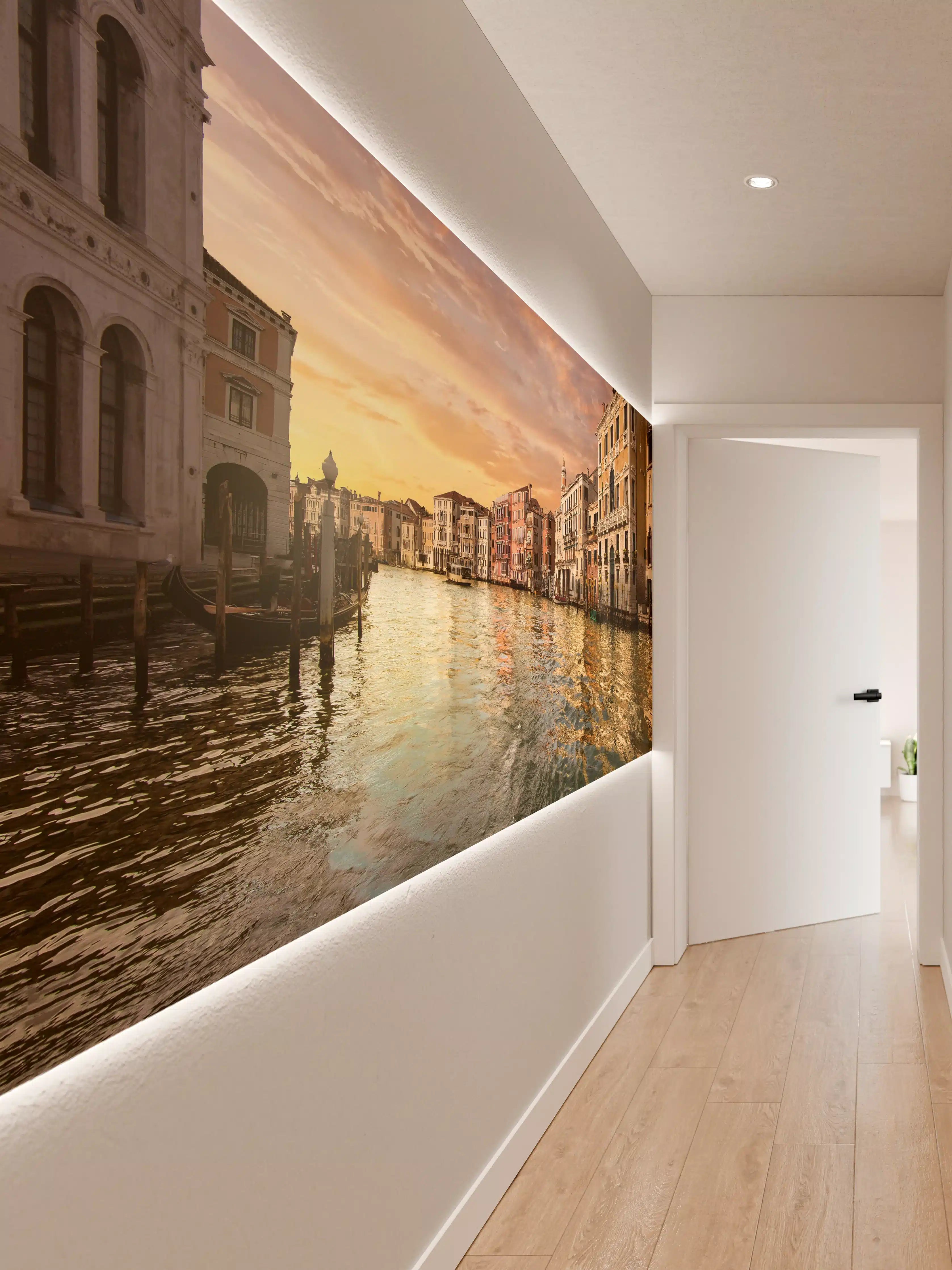 Wandverkleidung Flur - Grauer Abend über Venezianischem Kanal