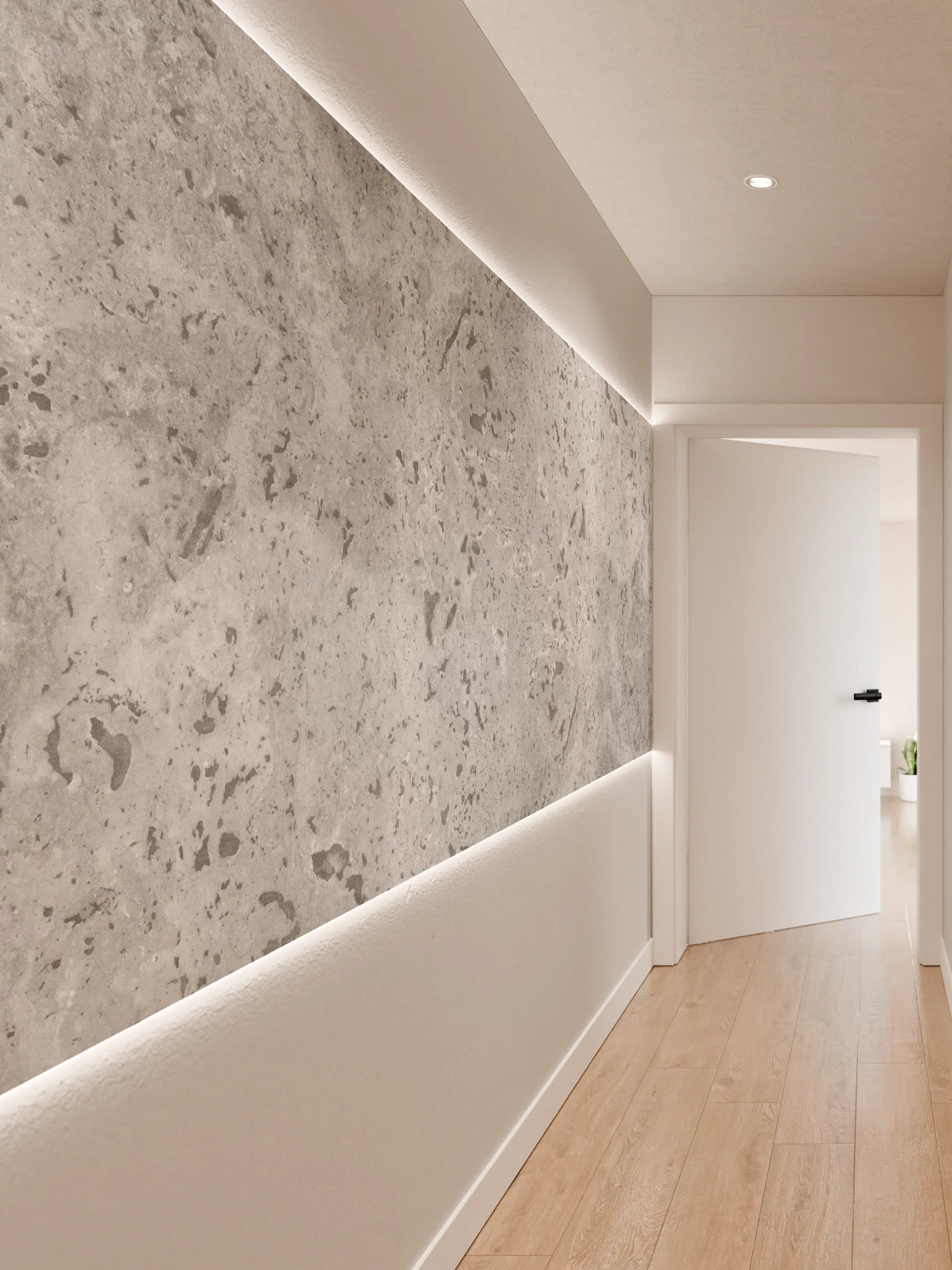 Wandverkleidung Flur - Grauer Beton