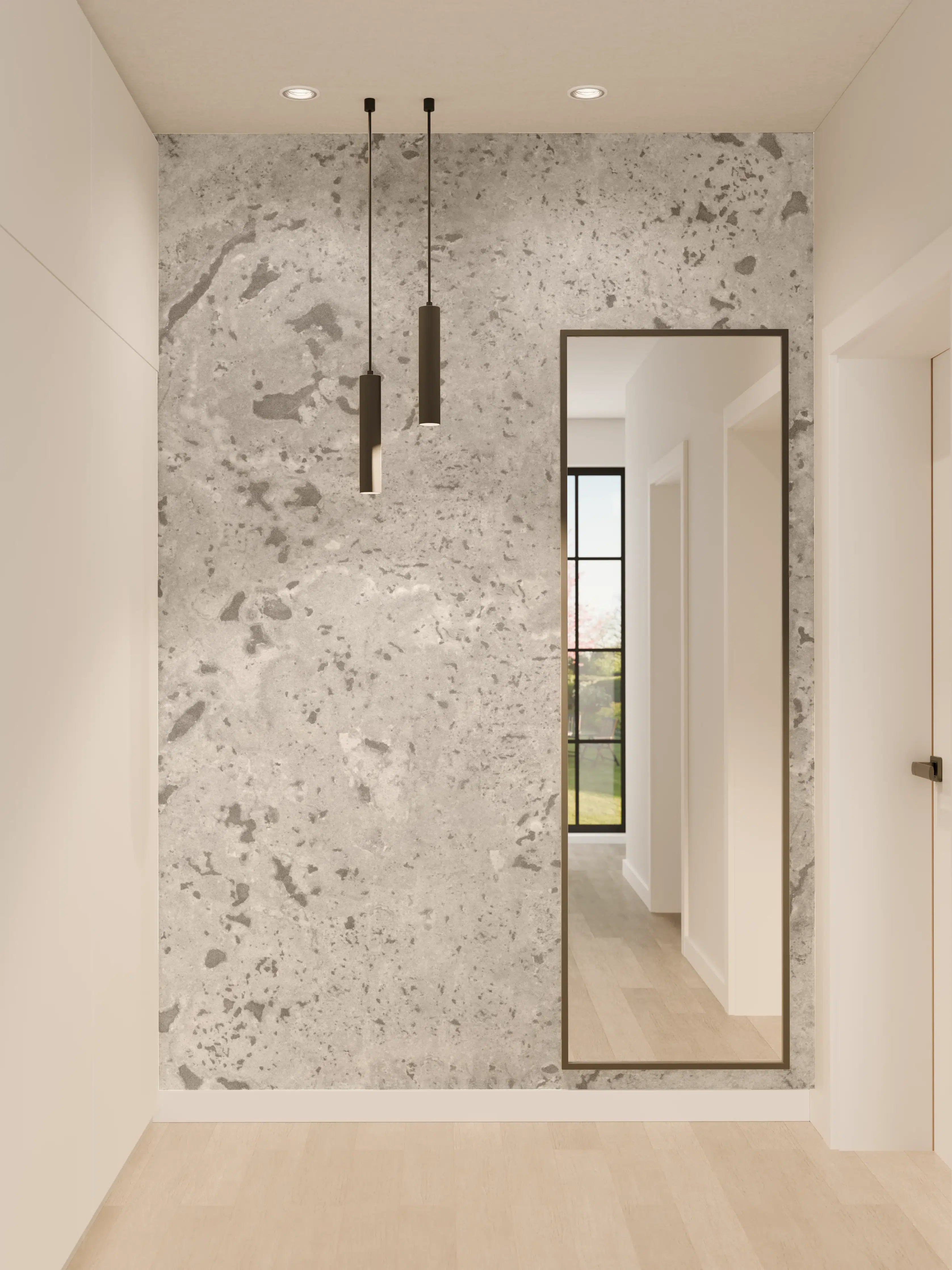 Wandverkleidung Flur - Grauer Beton