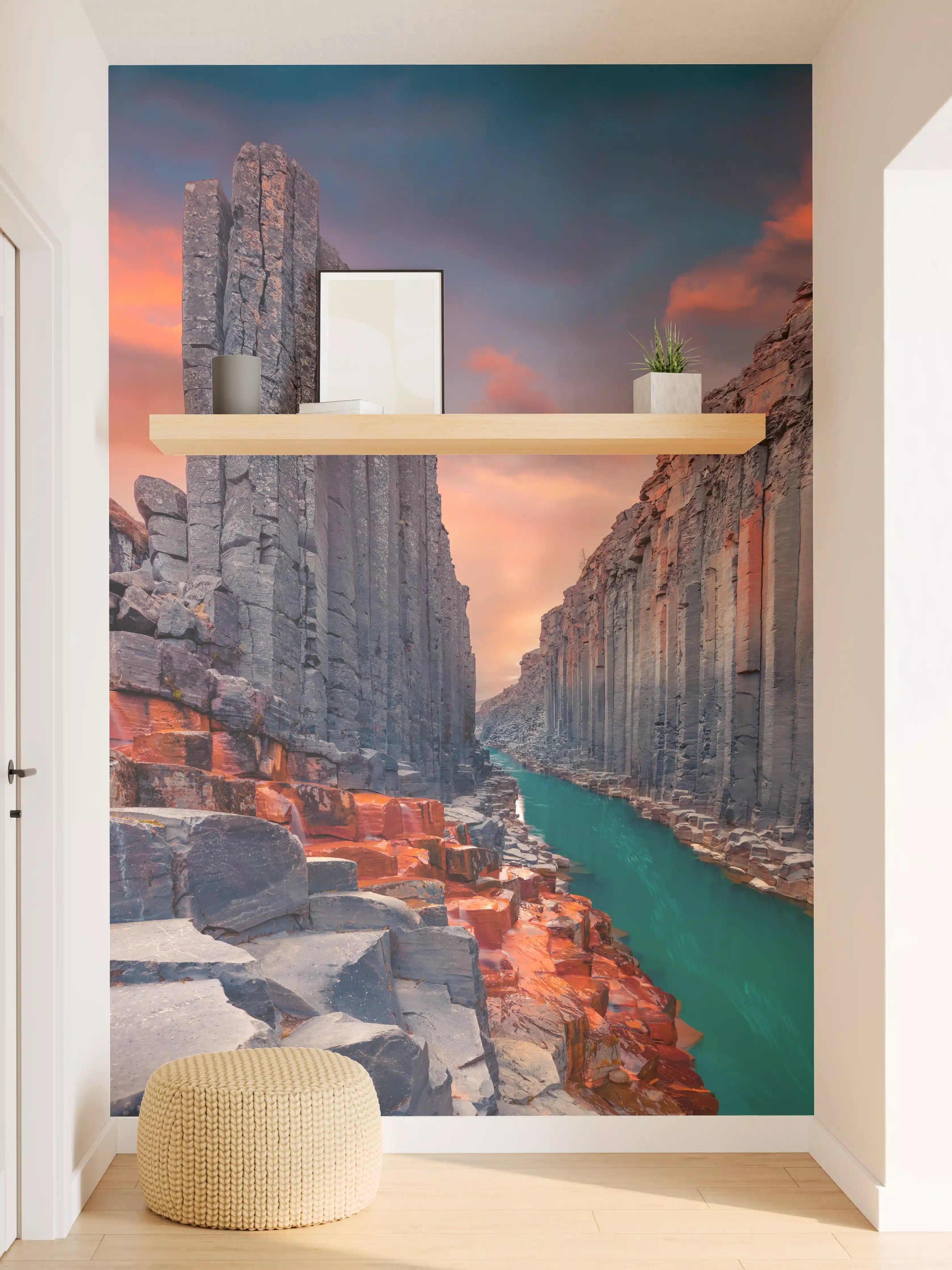 Wandverkleidung Flur - Grauer Canyon bei Sonnenuntergang