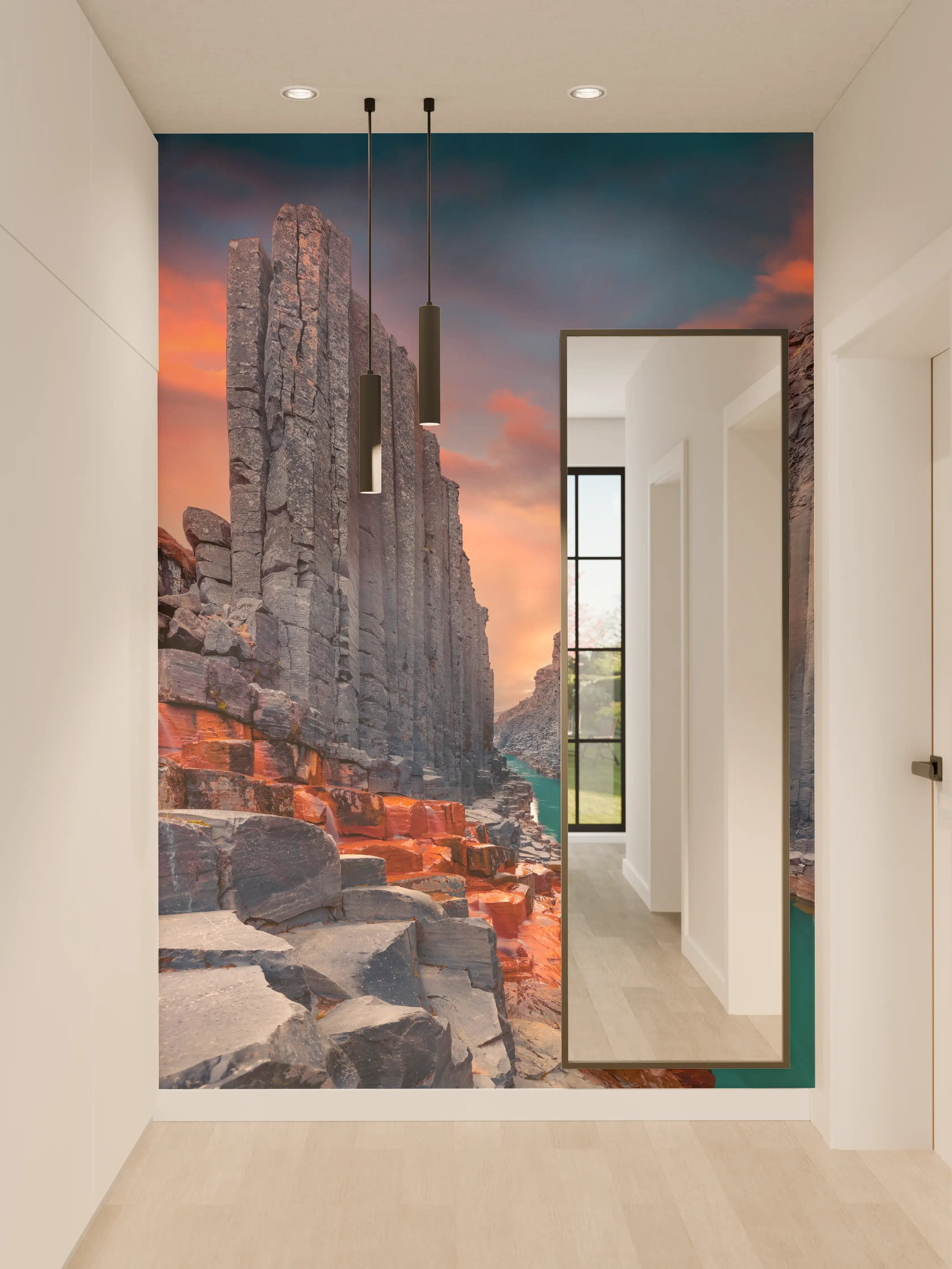 Wandverkleidung Flur - Grauer Canyon bei Sonnenuntergang