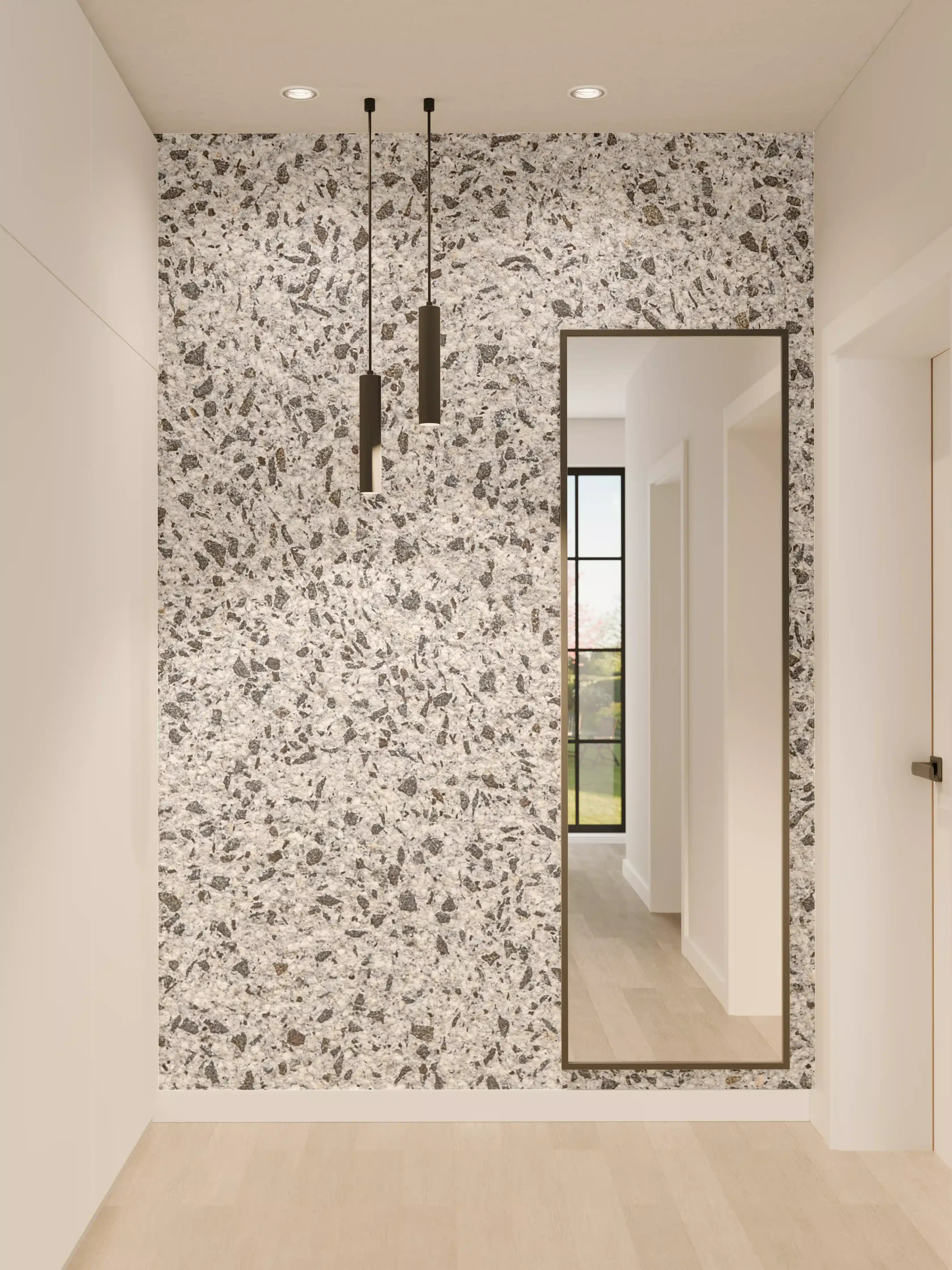Wandverkleidung Flur - Grauer Granit Steinoptik