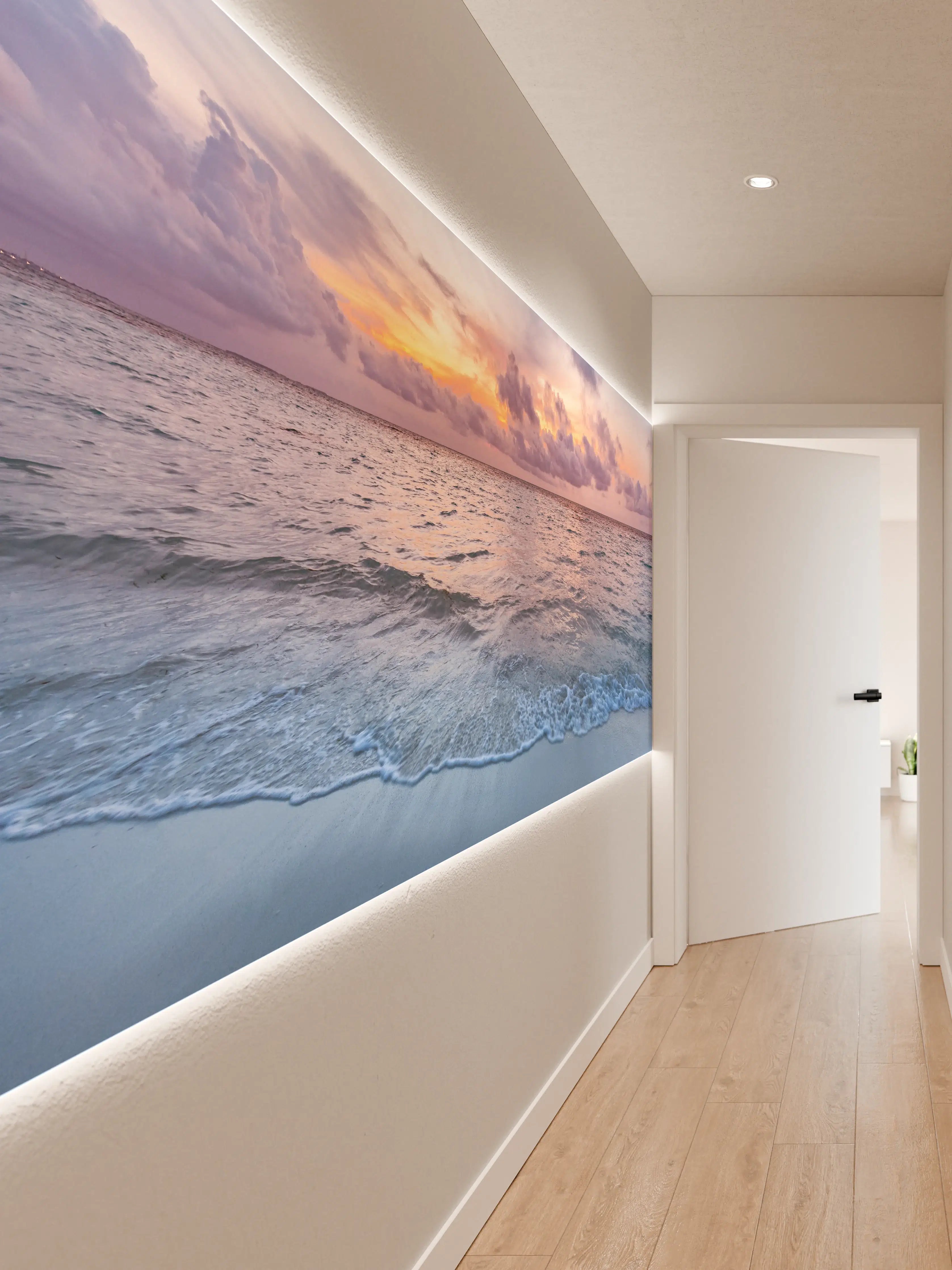 Wandverkleidung Flur - Grauer Himmel über leuchtendem Strand