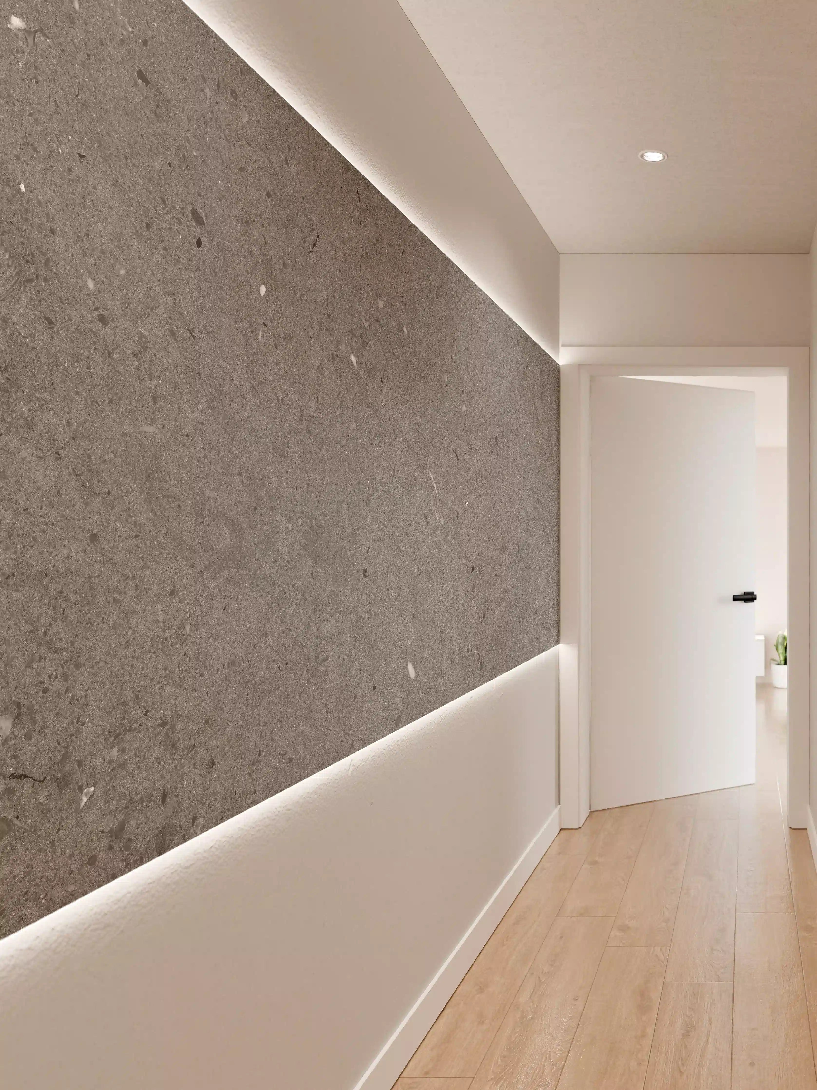 Wandverkleidung Flur - Grauer Marmor im Asphaltdesign