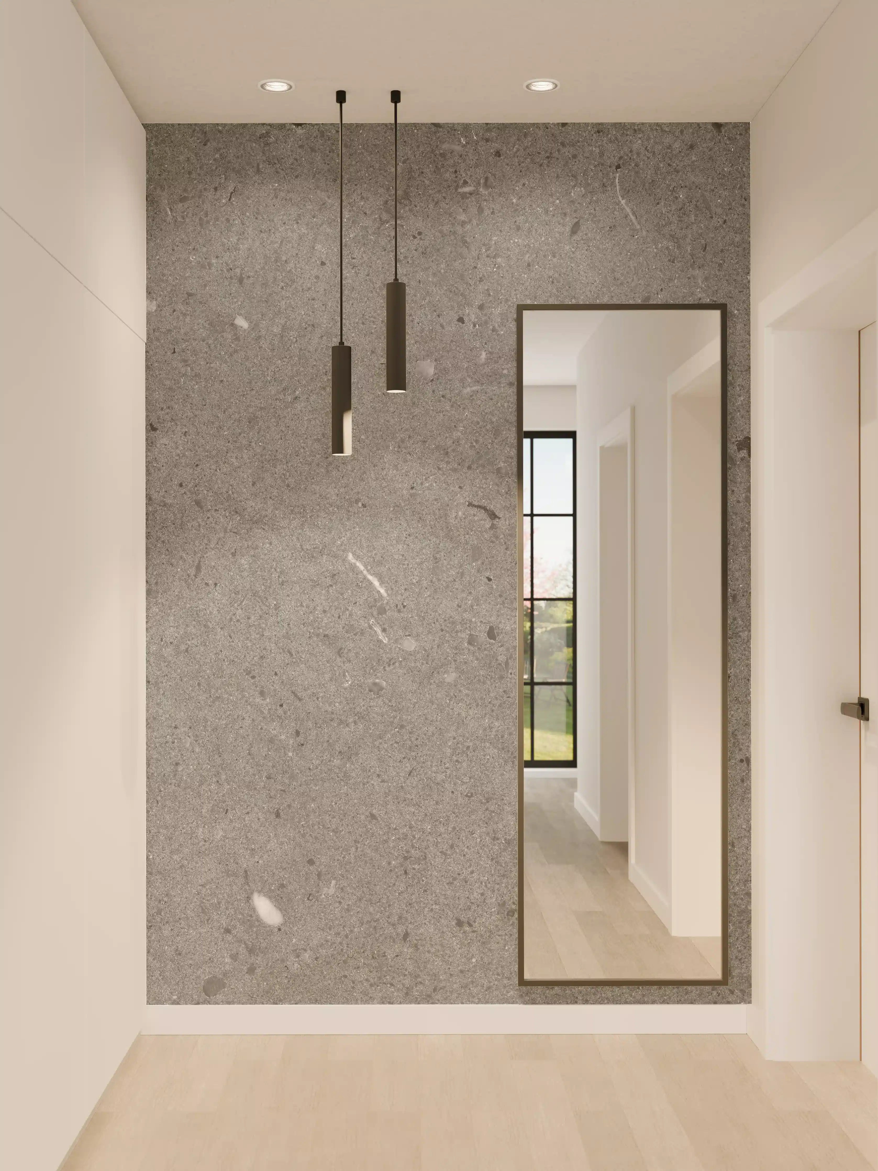 Wandverkleidung Flur - Grauer Marmor im Asphaltdesign