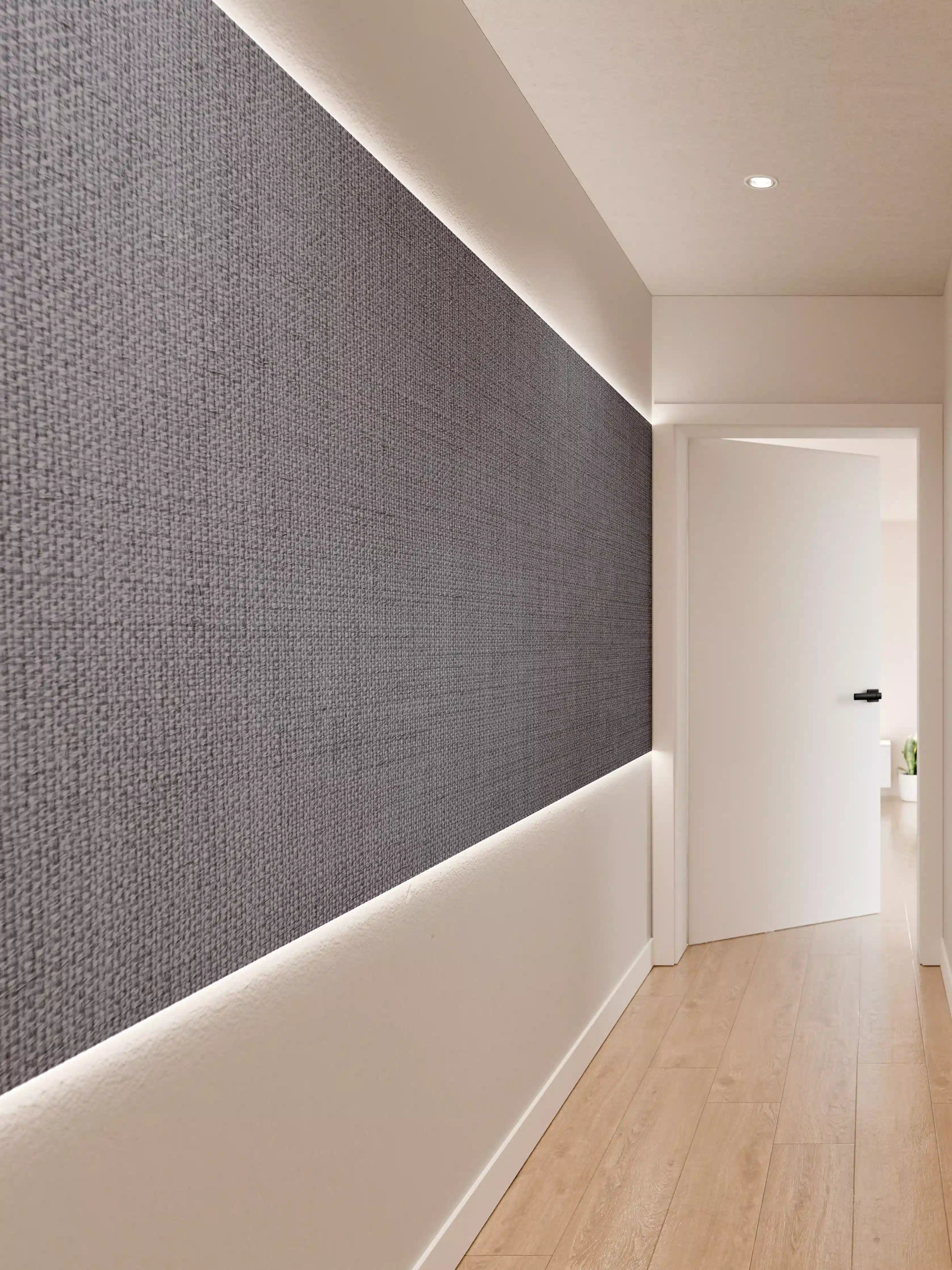 Wandverkleidung Flur - Grauer Stoff mit Textur