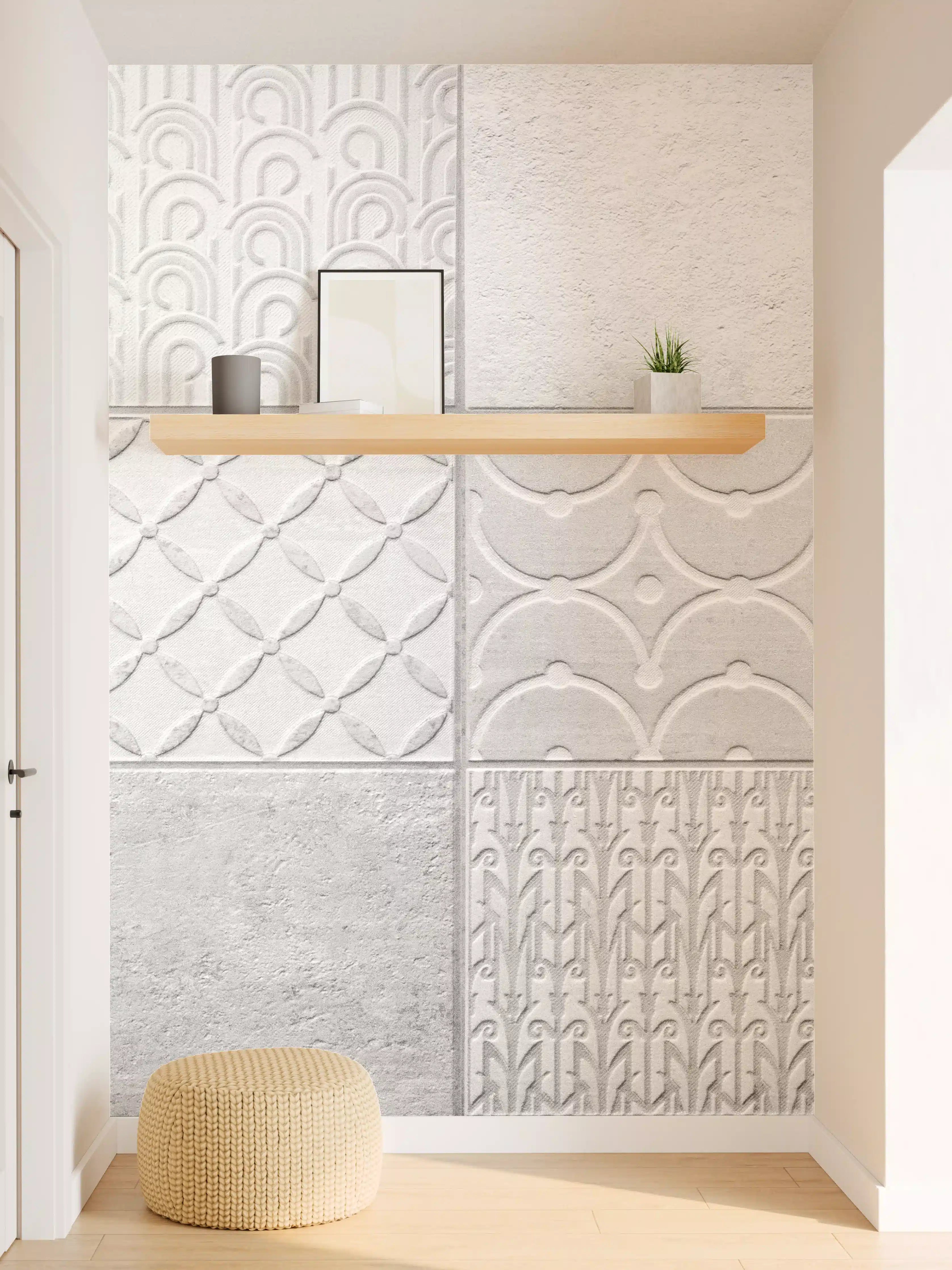 Wandverkleidung Flur - Graues weißes Vintage Mosaikmotiv