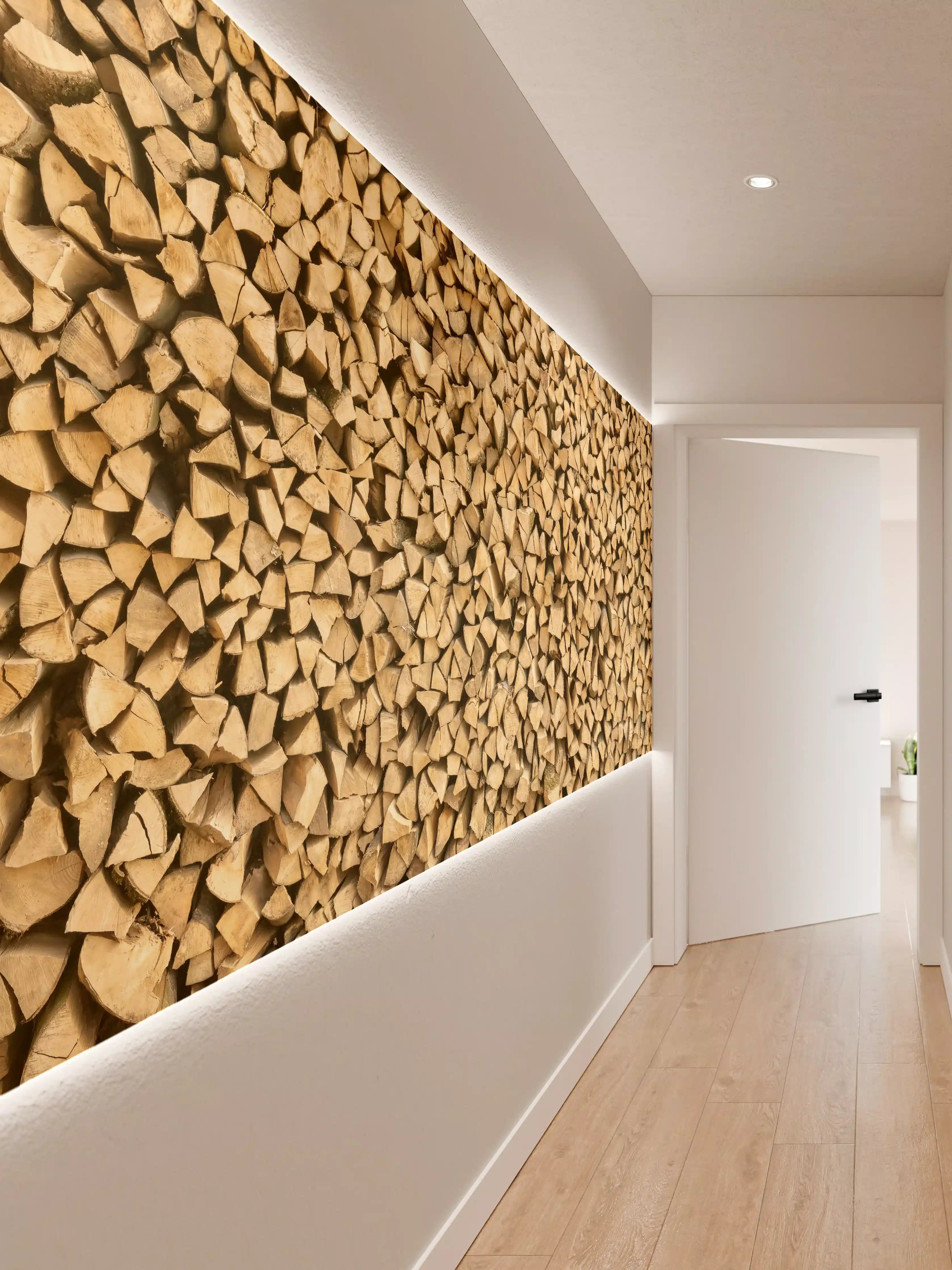 Wandverkleidung Flur - Großer Haufen Holzscheite