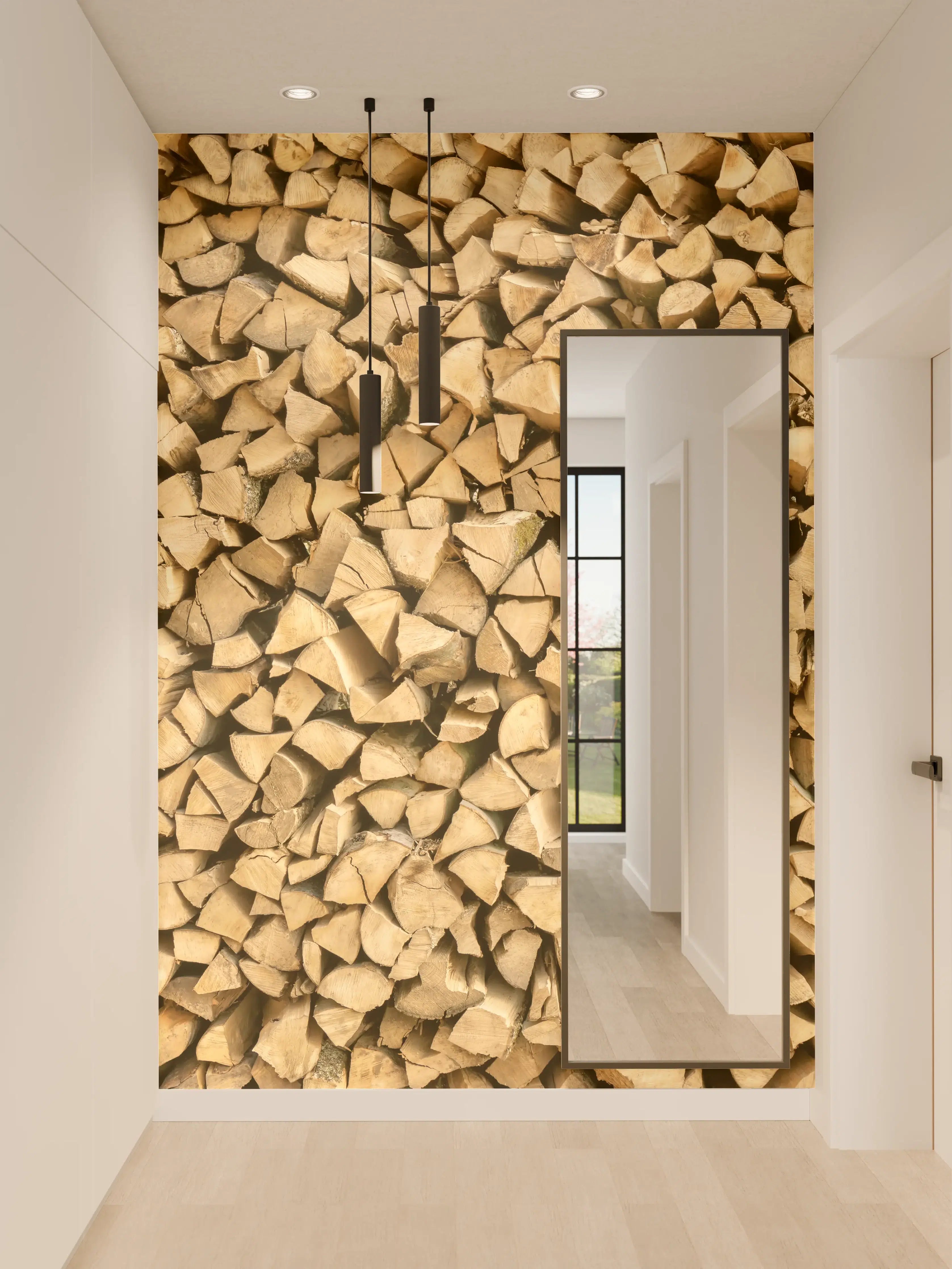 Wandverkleidung Flur - Großer Haufen Holzscheite