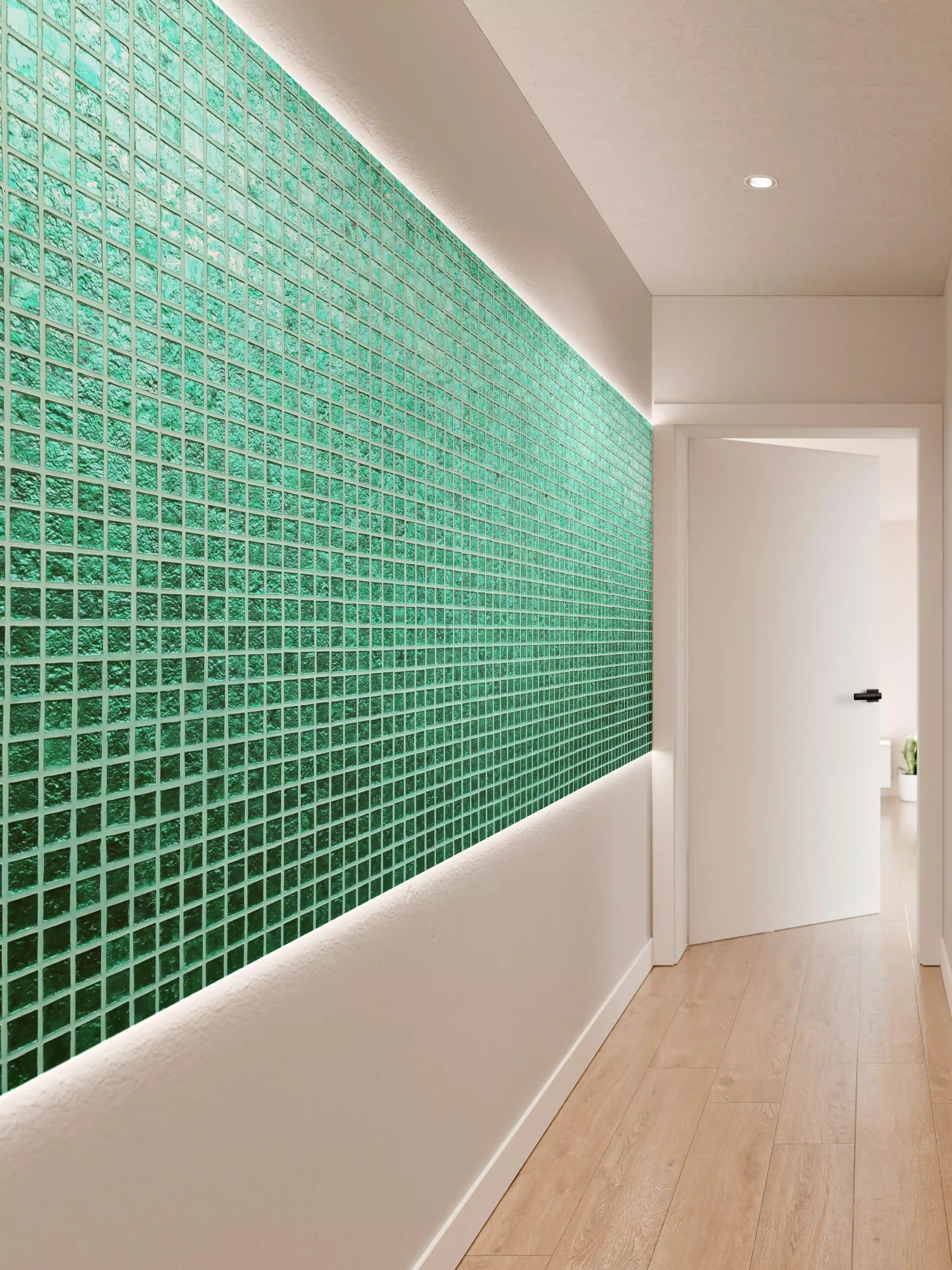 Wandverkleidung Flur - Grüne Fliesen Mosaik Textur